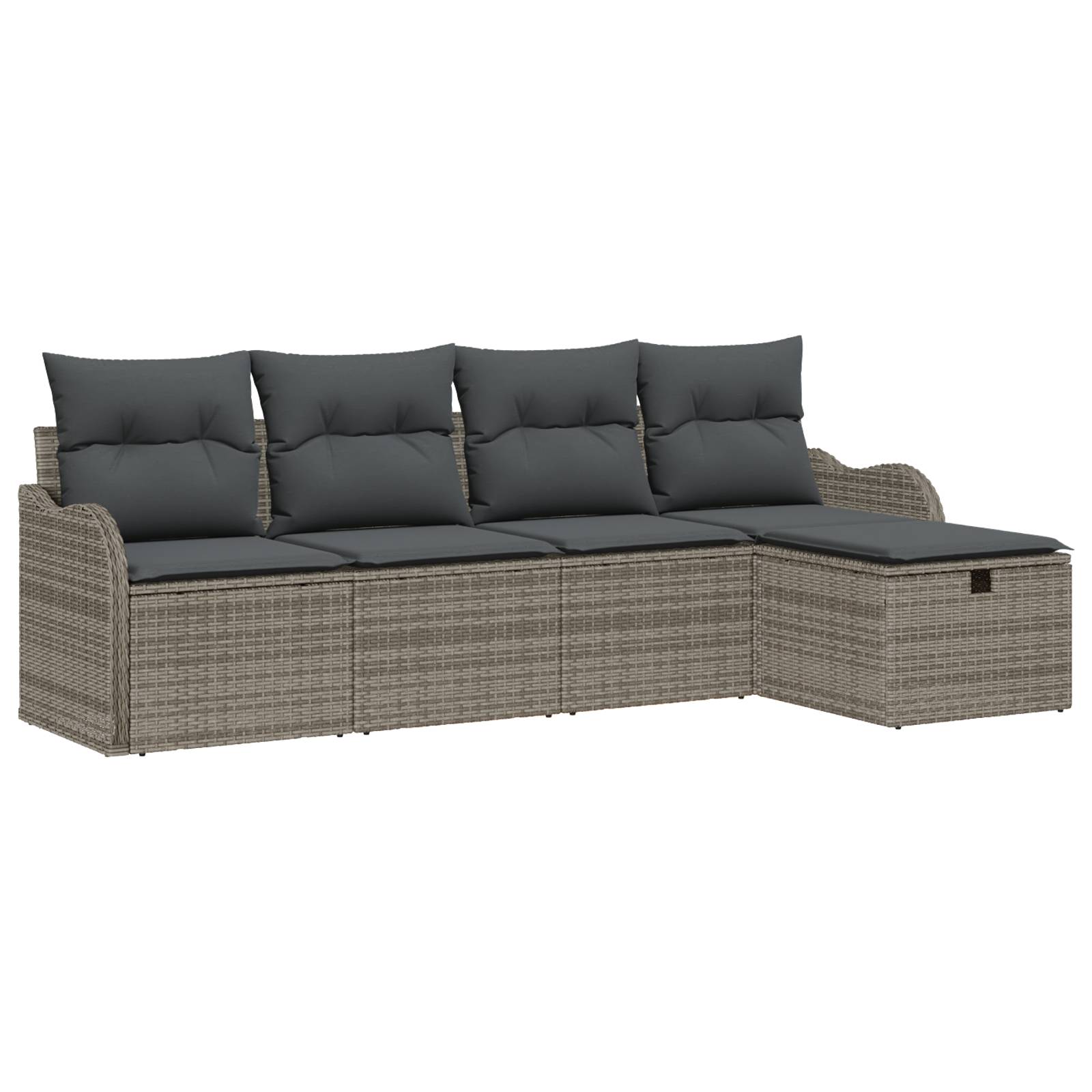 vidaXL 5-teiliges Garten Sofa Set mit Kissen in Grau Poly Rattan