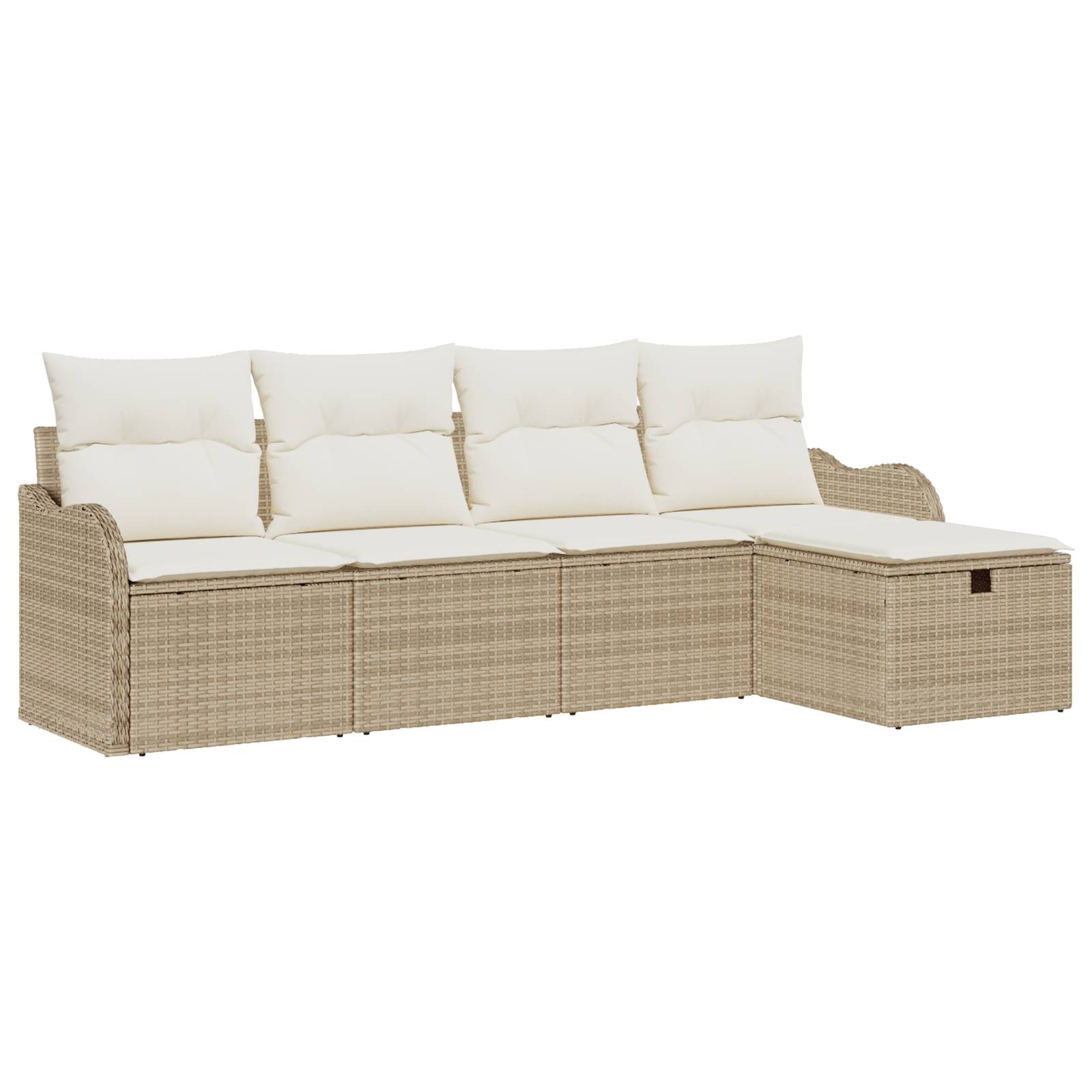 vidaXL 5-teiliges Garten Sofa Set mit Kissen Beiges Poly Rattan