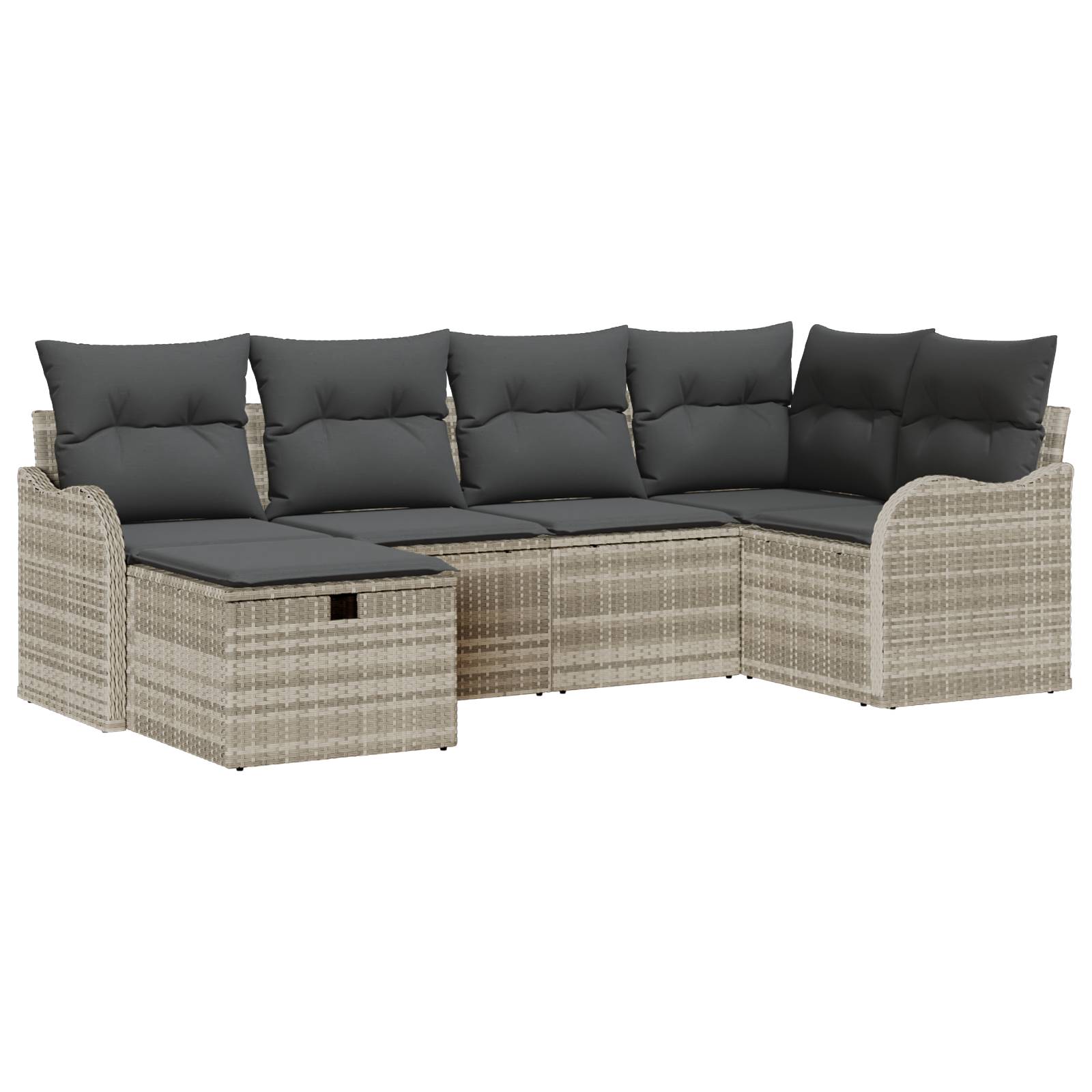 vidaXL 6-teiliges Garten-Sofa-Set mit Kissen, hellgraues Poly-Rattan