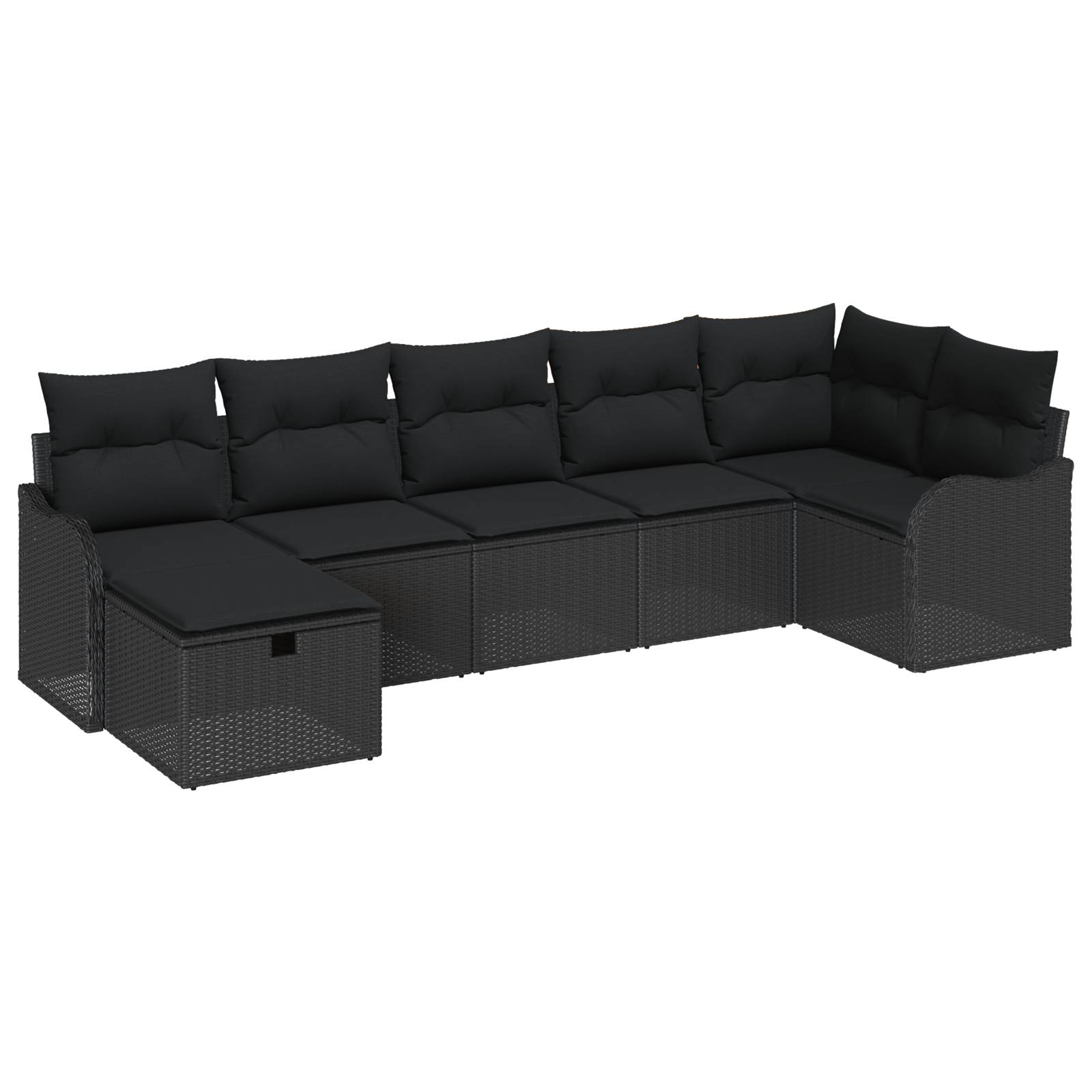 vidaXL 7 Stück Garten Sofa Set mit Kissen Schwarz Poly Rattan
