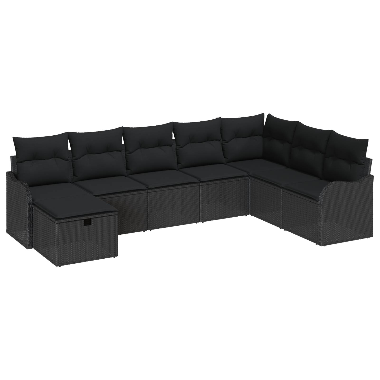 vidaXL 8-teiliges Garten-Sofa-Set mit Kissen, schwarzes Poly-Rattan