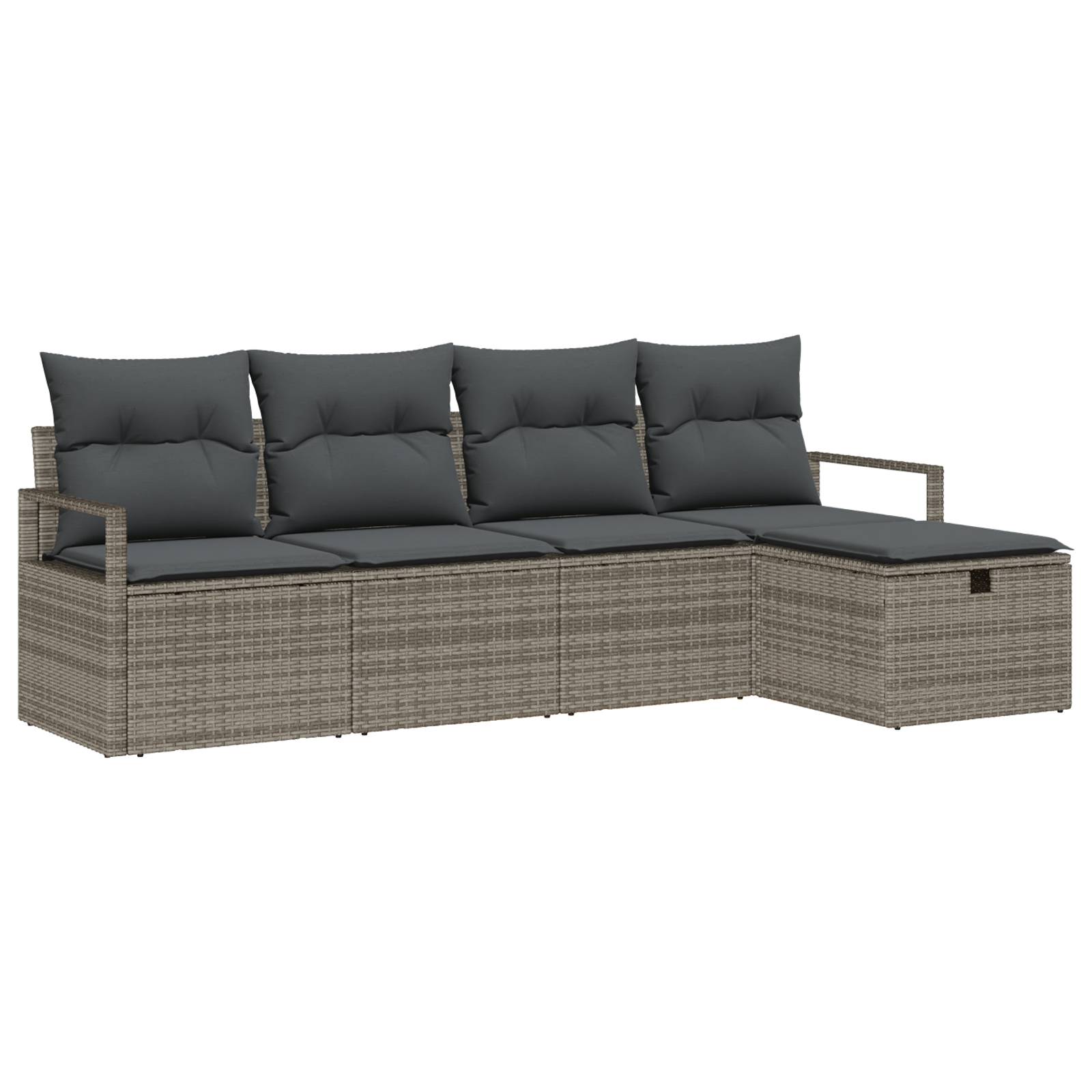 vidaXL 5-teiliges Garten Sofa Set mit Kissen Grau Poly Rattan
