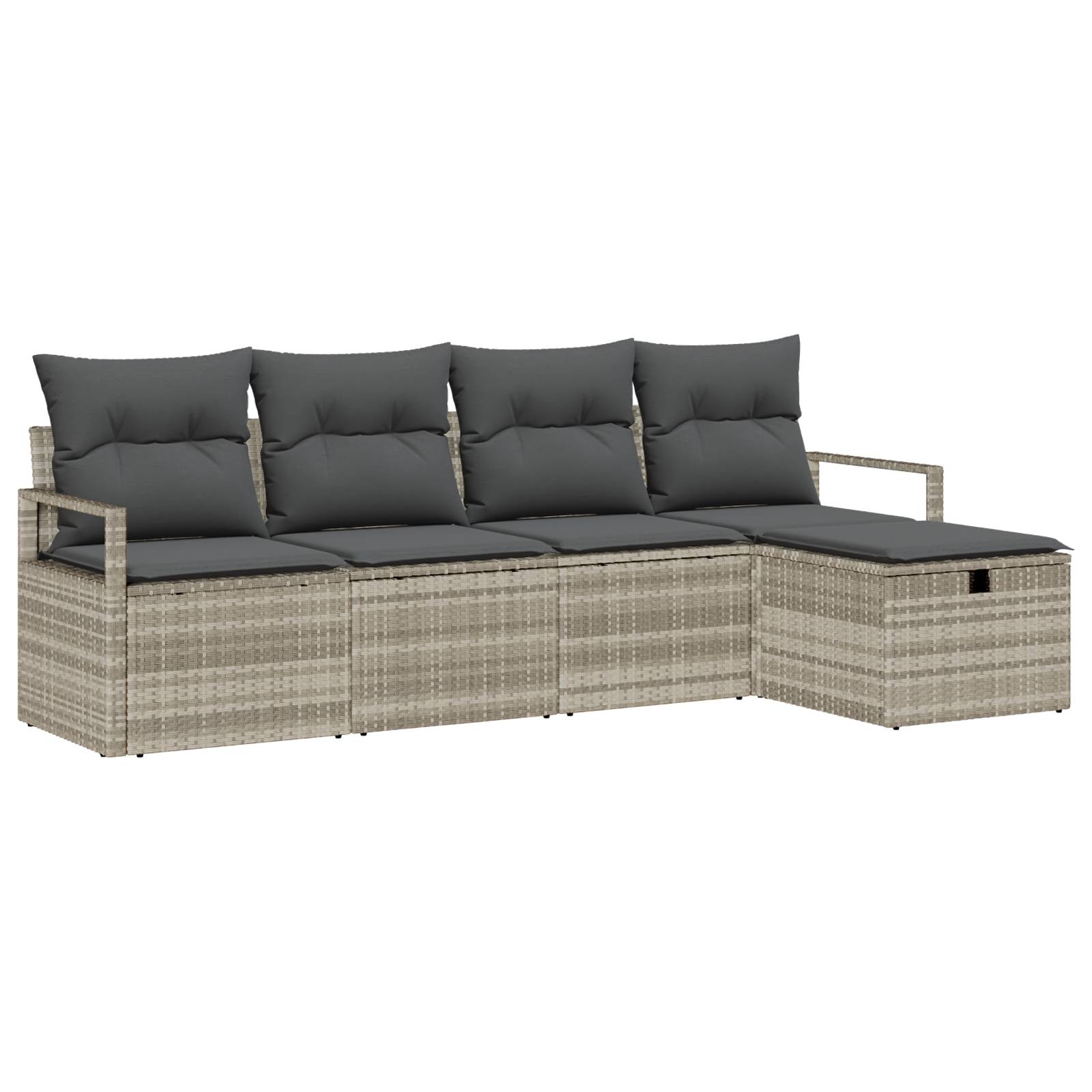 vidaXL 5-teilige Garten Sofa Set mit Kissen Hellgrau Poly Rattan