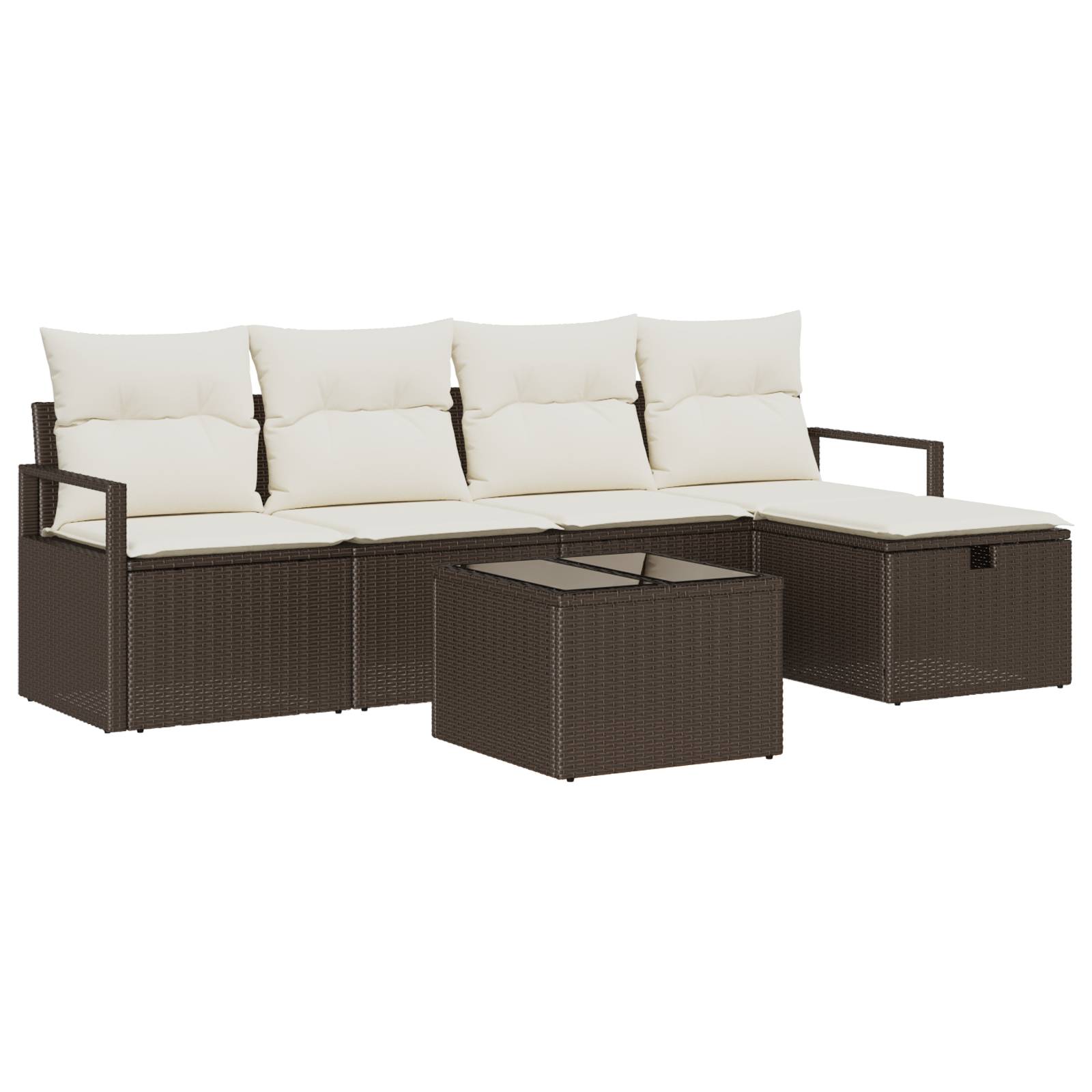 vidaXL 6-teiliges Garten Sofa Set mit Kissen Braun Poly Rattan