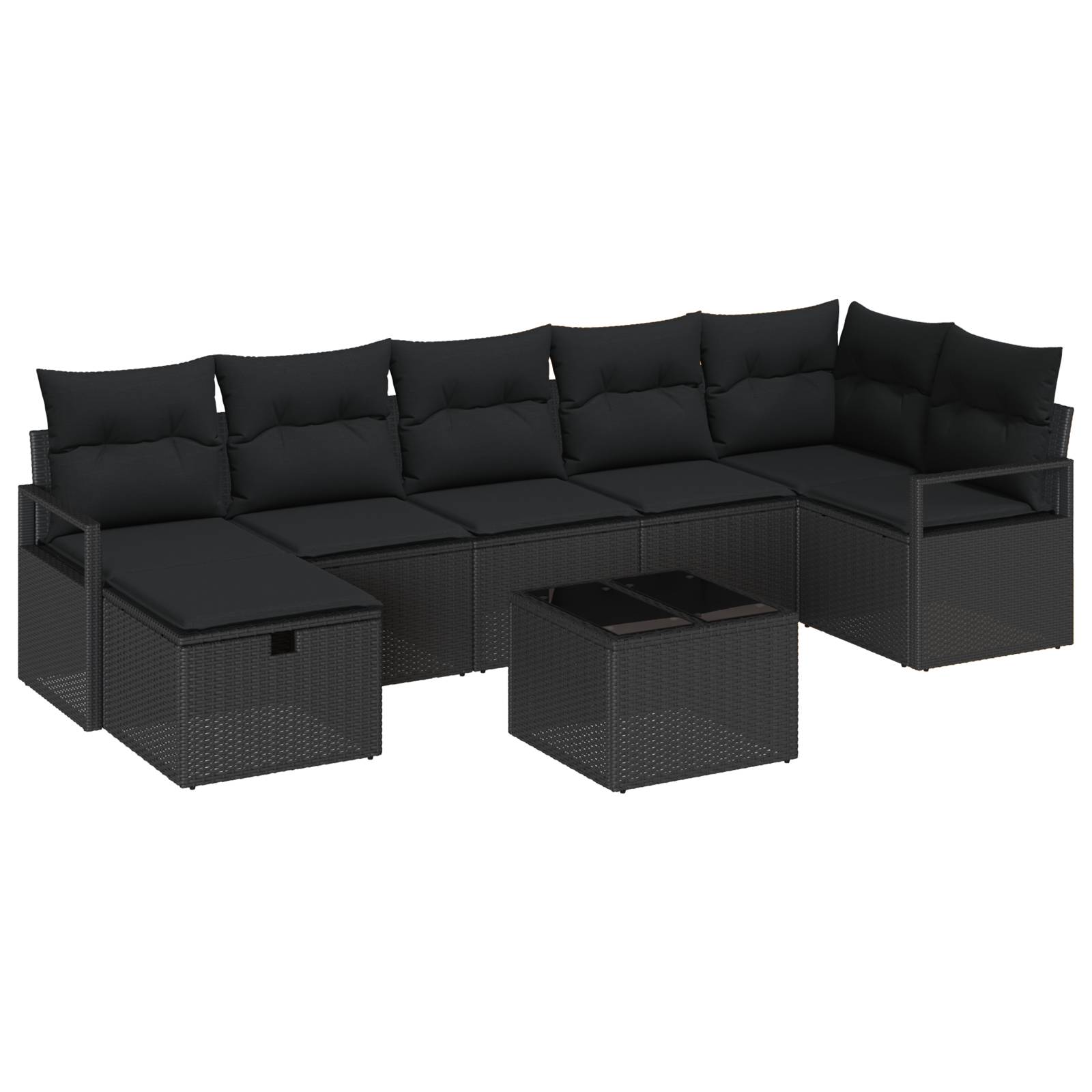 vidaXL 8-tlg. Garten-Sofagarnitur mit Kissen Schwarz Poly Rattan