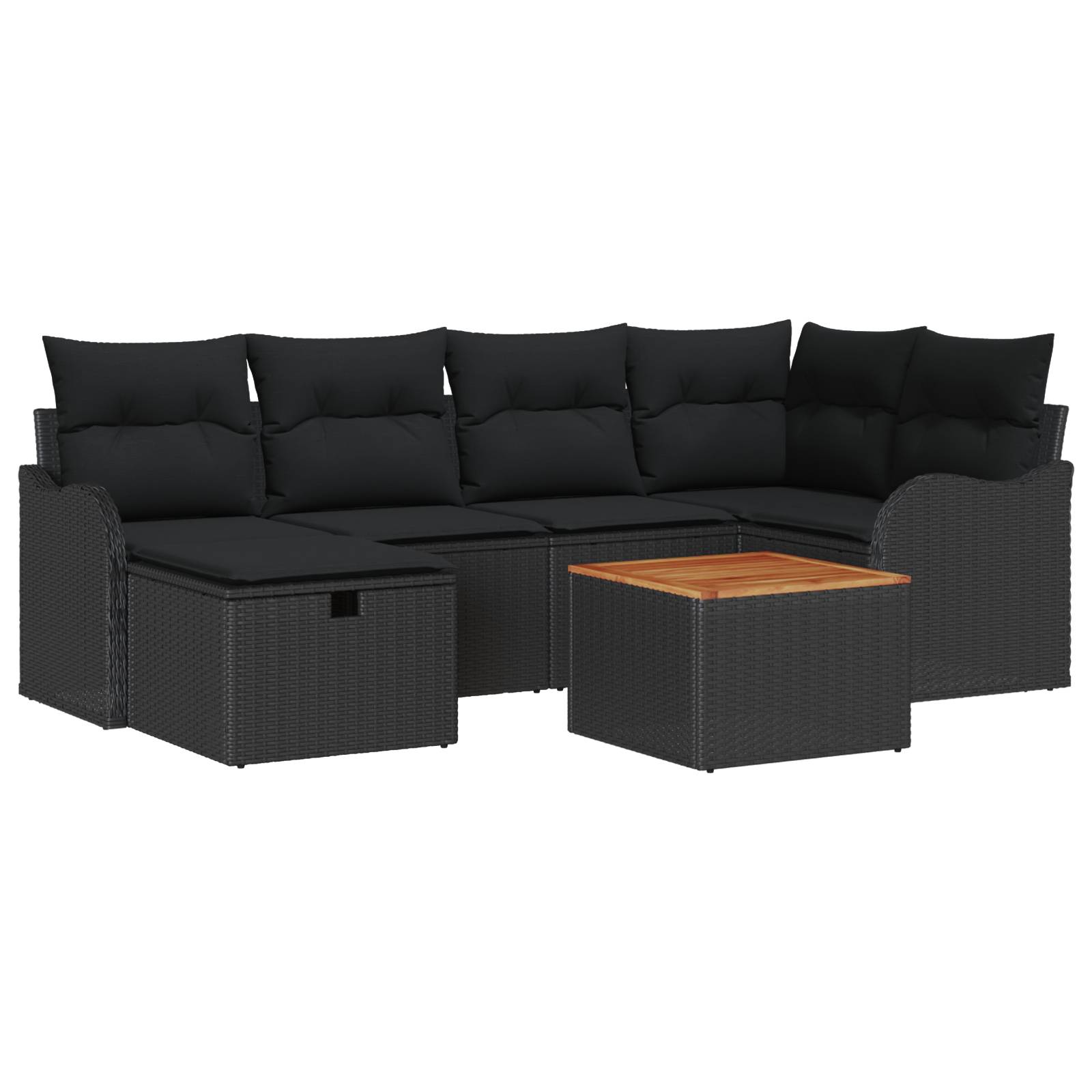 vidaXL 7-teiliges Garten Sofaset mit Polstern Schwarzes Poly Rattan