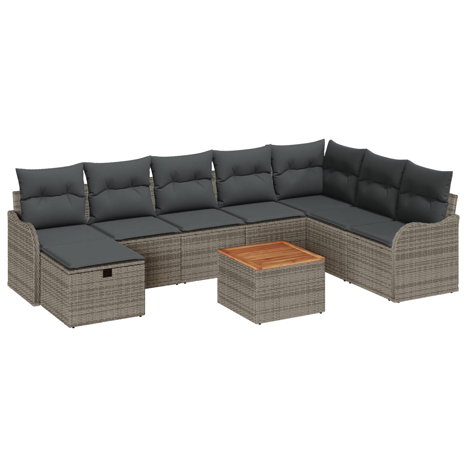 vidaXL 9-teiliges Garten Sofa Set mit Kissen Grau Poly Rattan