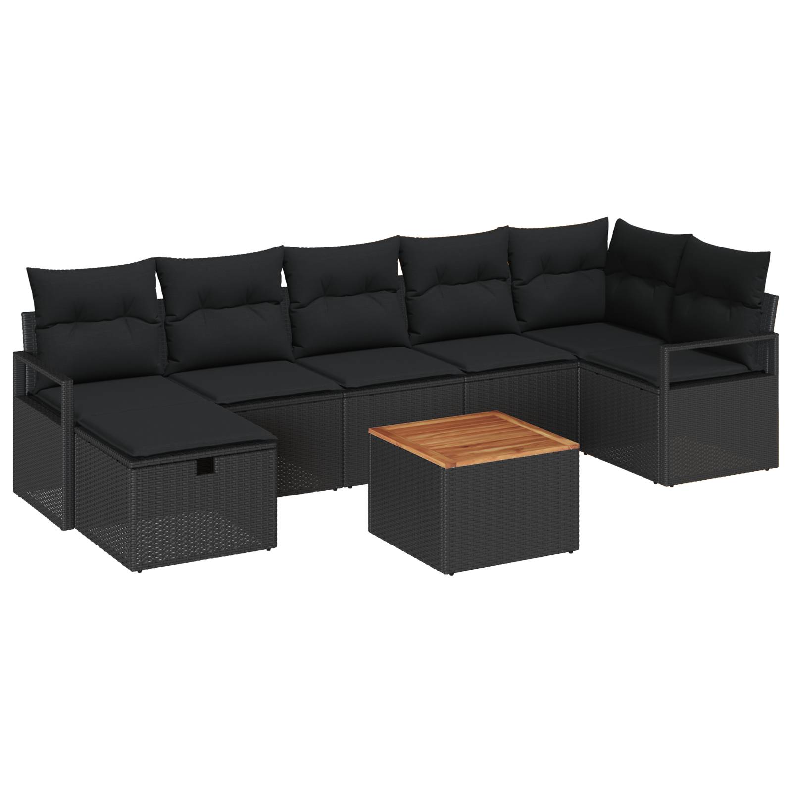 vidaXL 8-Teiliges Garten Sofa Set mit Kissen Schwarz Poly Rattan