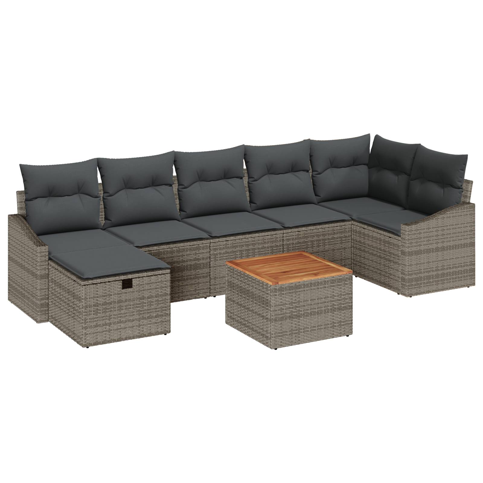 vidaXL 8-tlg. Garten-Sofagarnitur mit Kissen Grau Poly Rattan