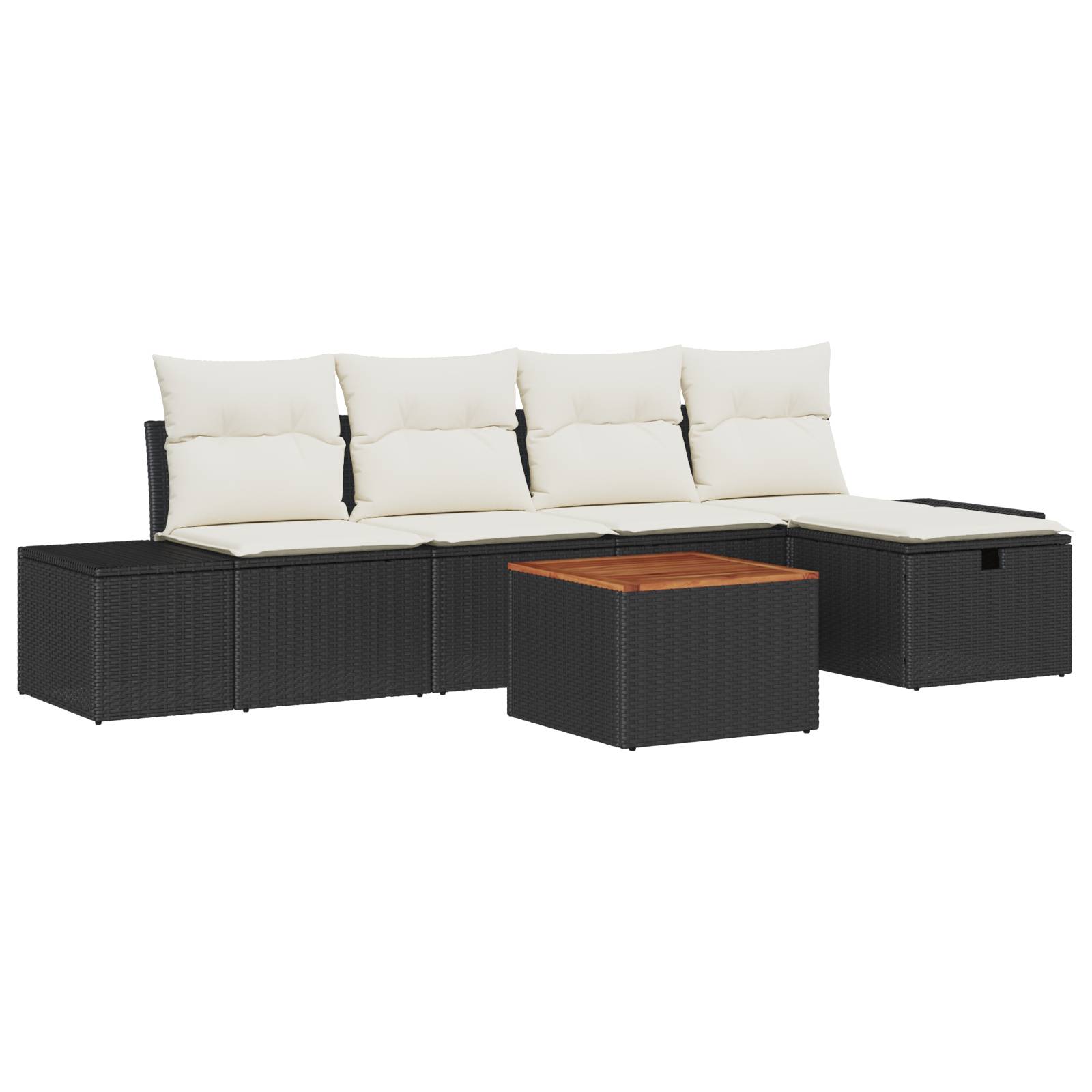vidaXL 6-teiliges Garten Sofaset mit Kissen Schwarz Poly Rattan
