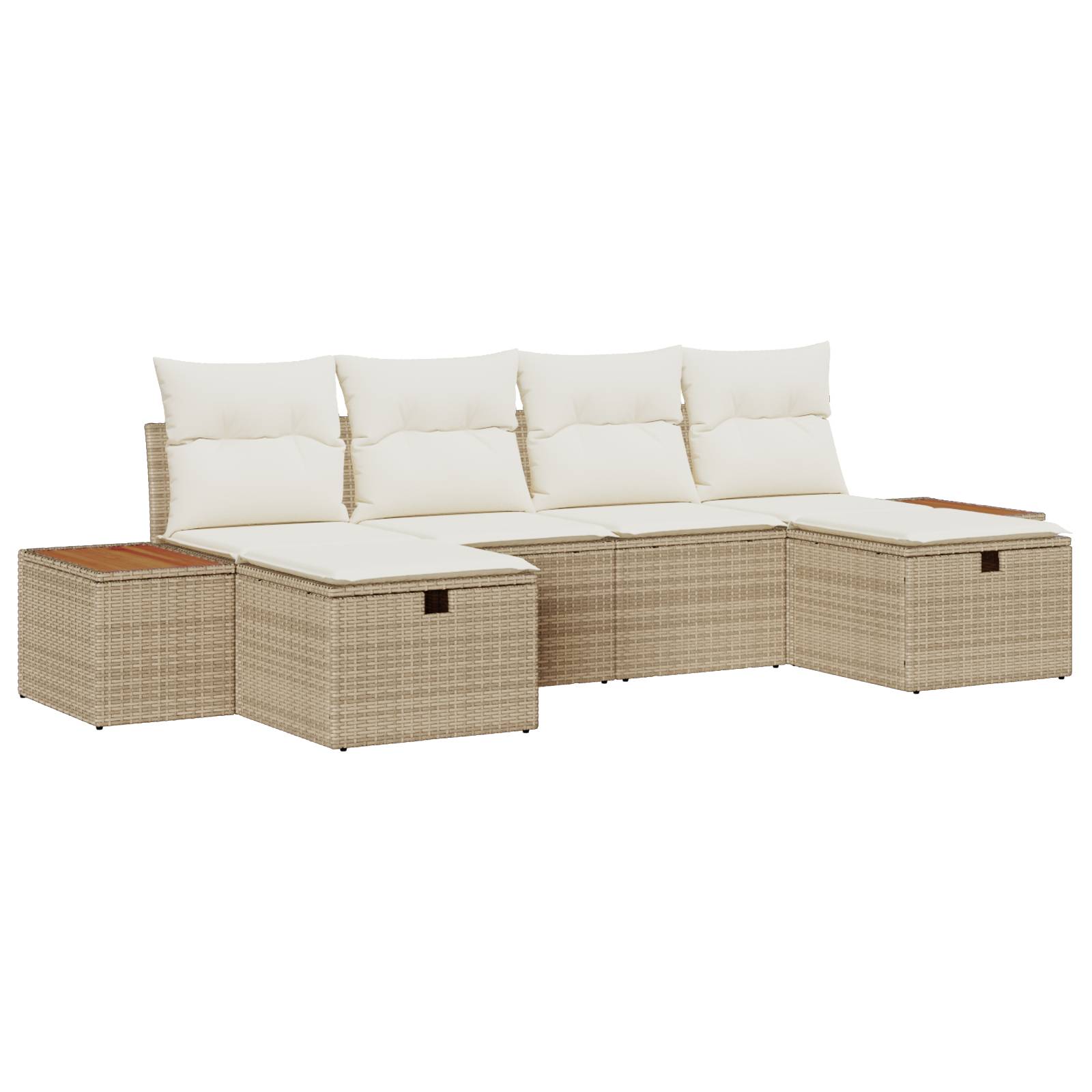 vidaXL 6-tlg. Garten-Sofagarnitur mit Kissen Beige Poly Rattan