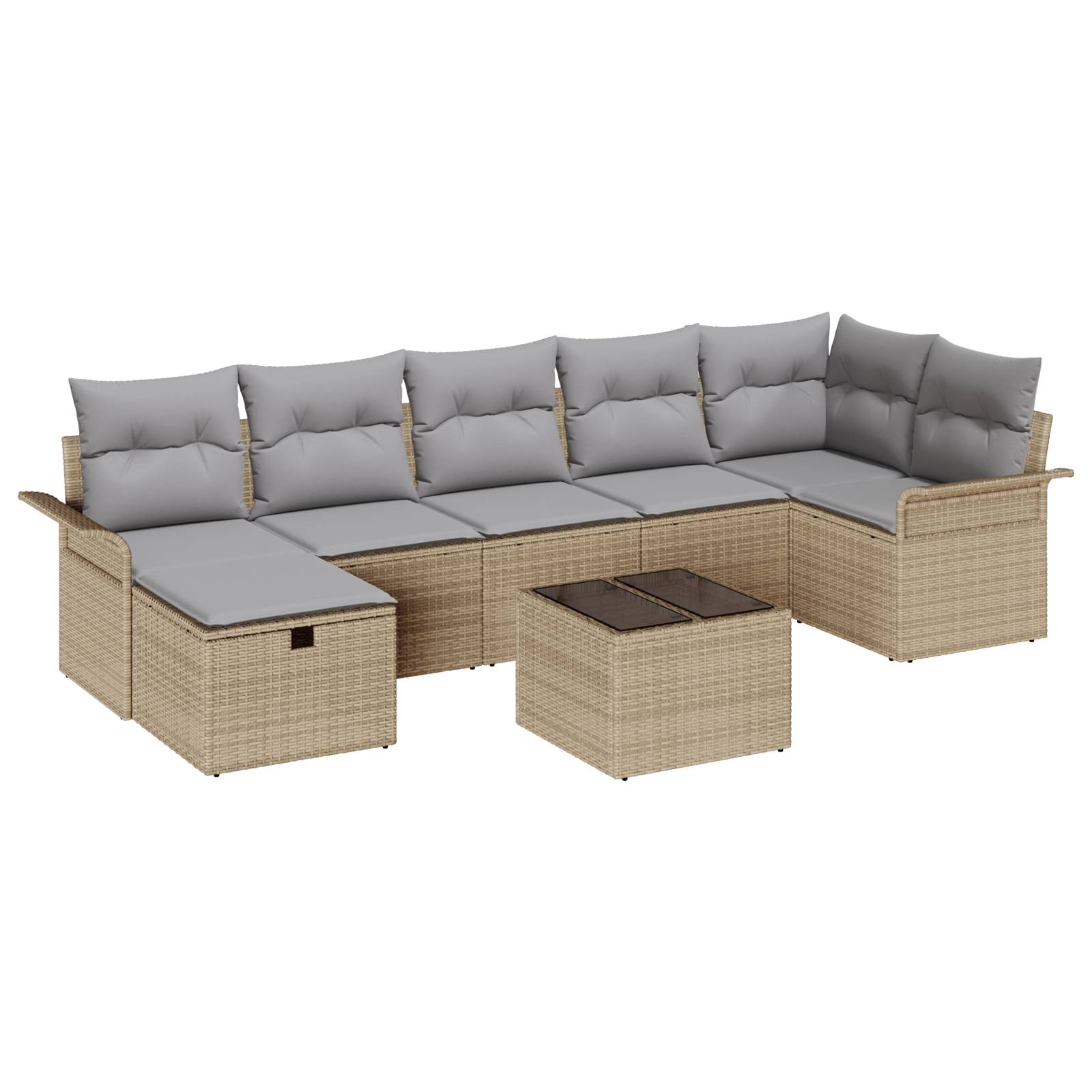 vidaXL 8-teiliges Garten Sofa Set mit Kissen in Beigem Poly Rattan