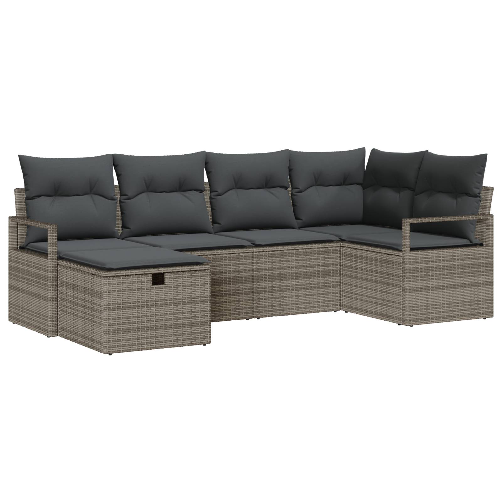 vidaXL 6-teiliges Garten Sofa Set mit Kissen Grau Poly Rattan
