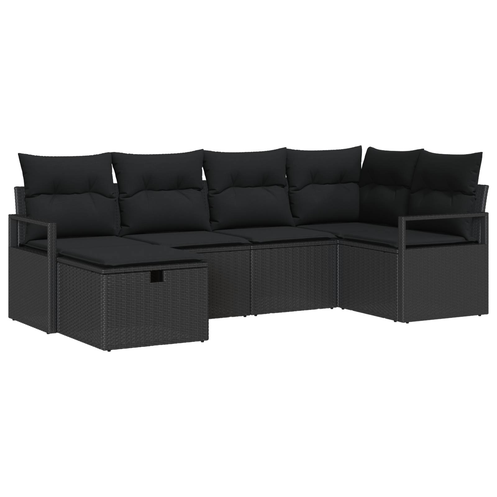 vidaXL 6-tlg. Garten-Sofagarnitur mit Kissen Schwarz Poly Rattan