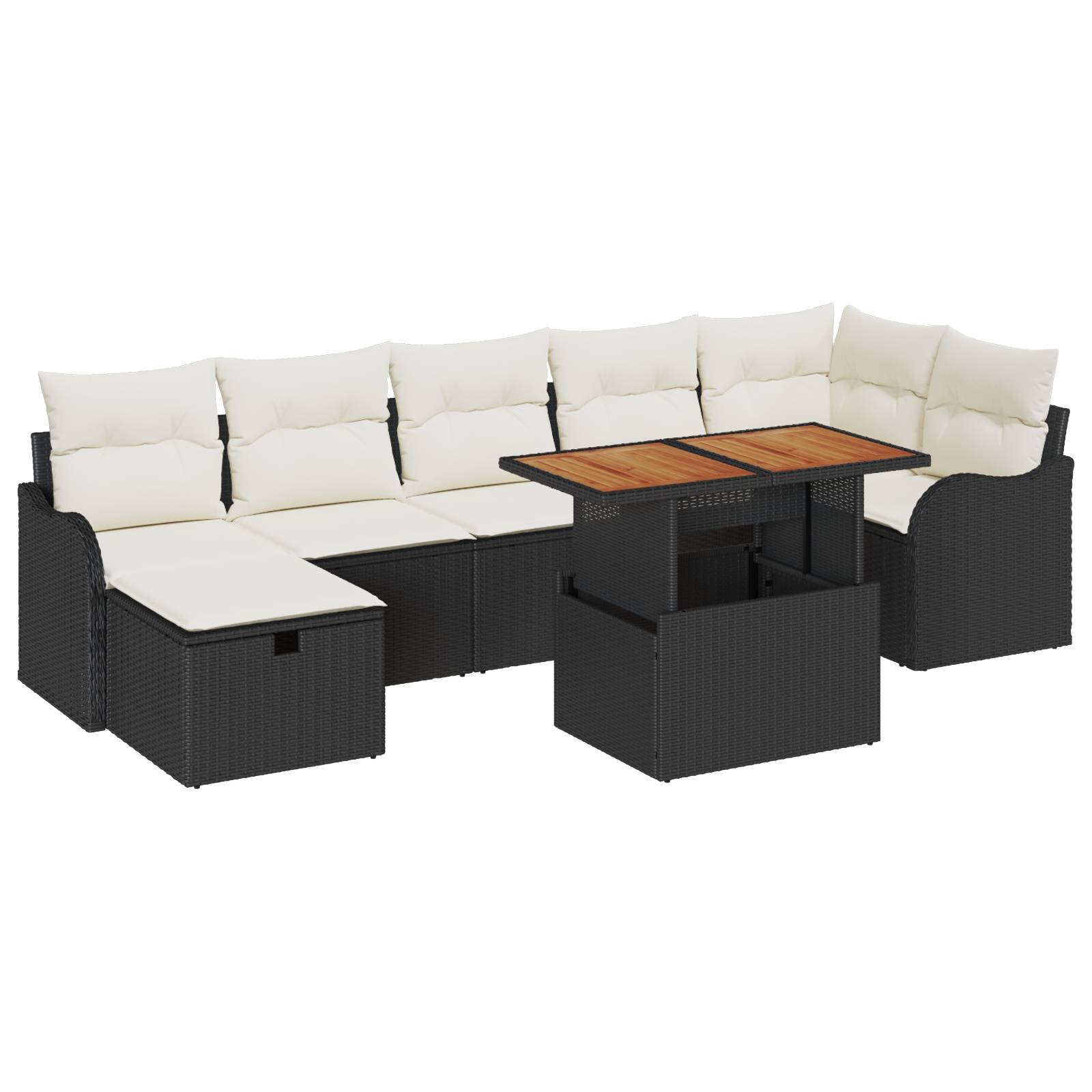 vidaXL 8-teiliges Garten Sofa Set mit Kissen Schwarz Poly Rattan