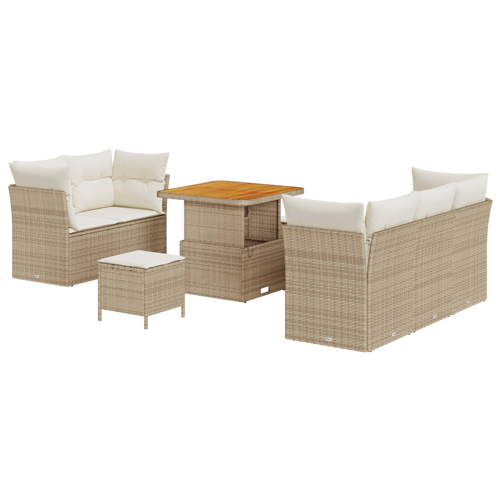 vidaXL 8-teiliges Garten Sofa Set mit Kissen Beige Poly Rattan Akazie