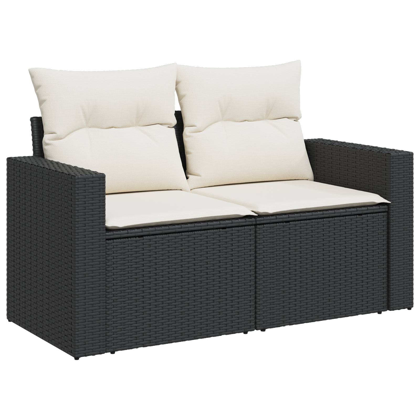 vidaXL 10-teiliges Garten-Sofa-Set mit Kissen Schwarz Poly-Rattan Akazie