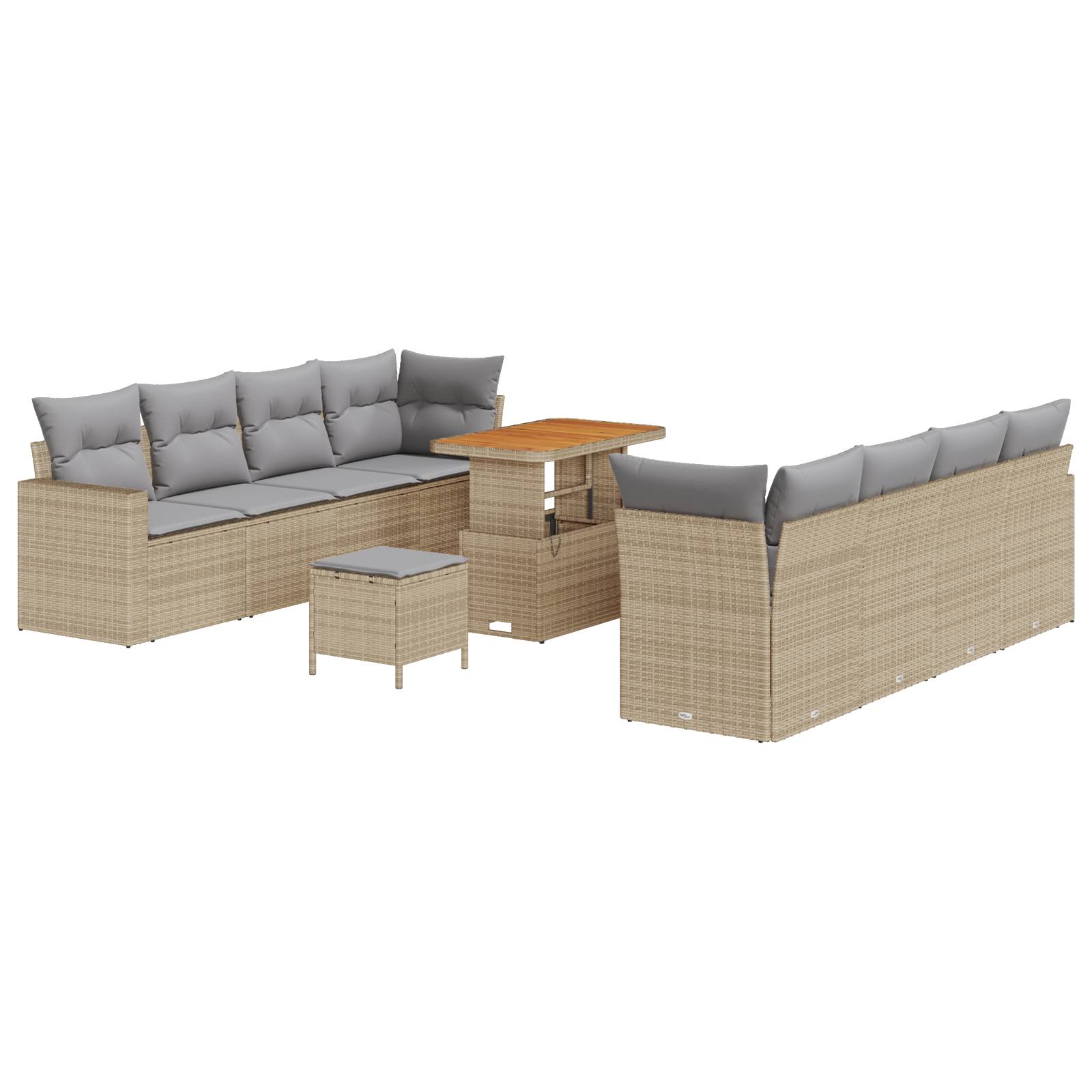 vidaXL 11-teiliges Garten Sofa Set mit Kissen Beige Poly Rattan Akazie
