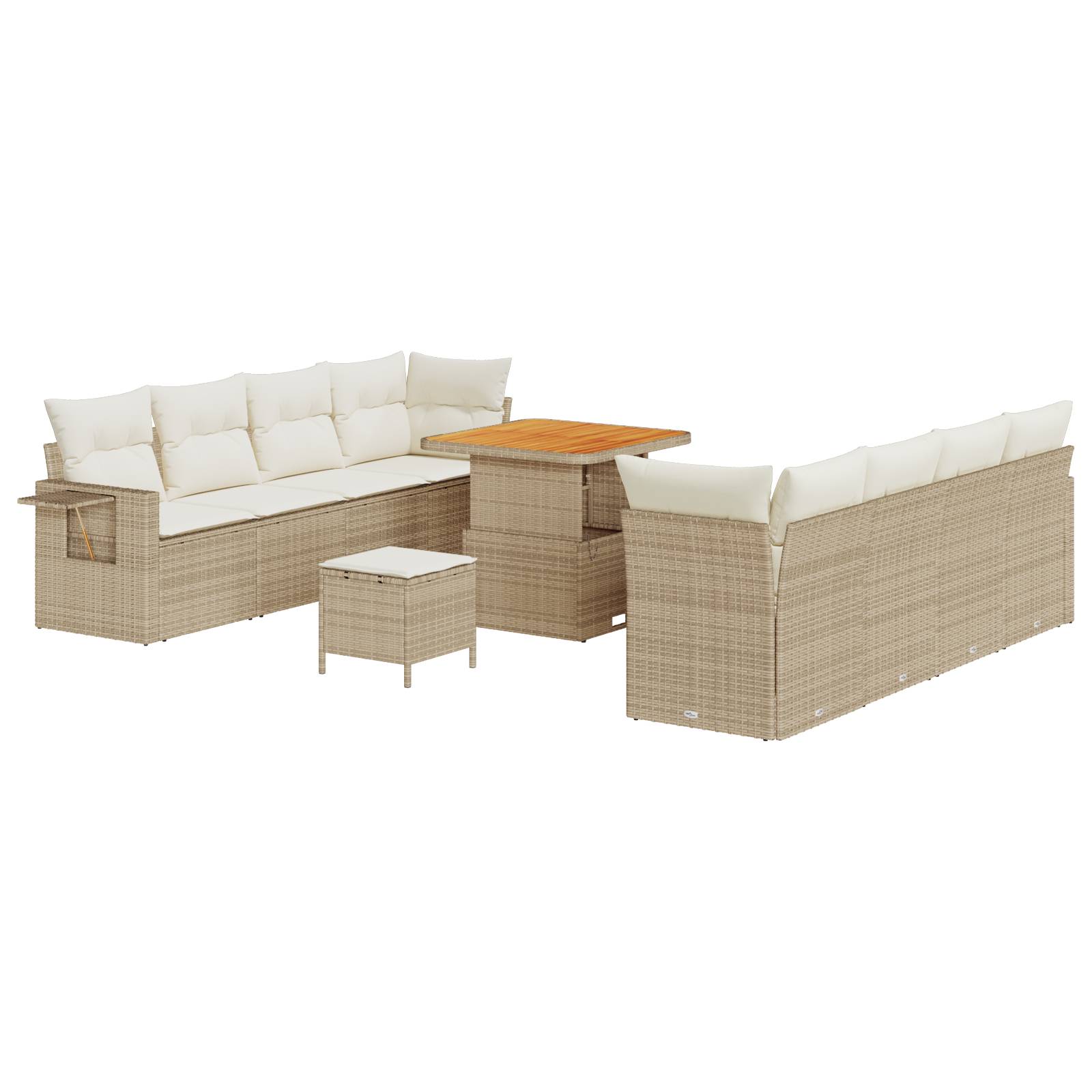 vidaXL 11-teiliges Garten-Sofa-Set mit Kissen Beige Poly Rattan Akazie