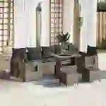 vidaXL 10-teiliges Garten Sofa Set mit Kissen Grau Poly Rattan Akazie vidaXL 10-teiliges Garten Sofa Set mit Kissen Grau Poly Rattan Akazie