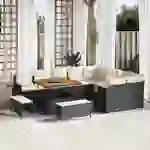 vidaXL 12-teiliges Gartensofa-Set mit Kissen Schwarz Poly Rattan Akazie vidaXL 12-teiliges Gartensofa-Set mit Kissen Schwarz Poly Rattan Akazie