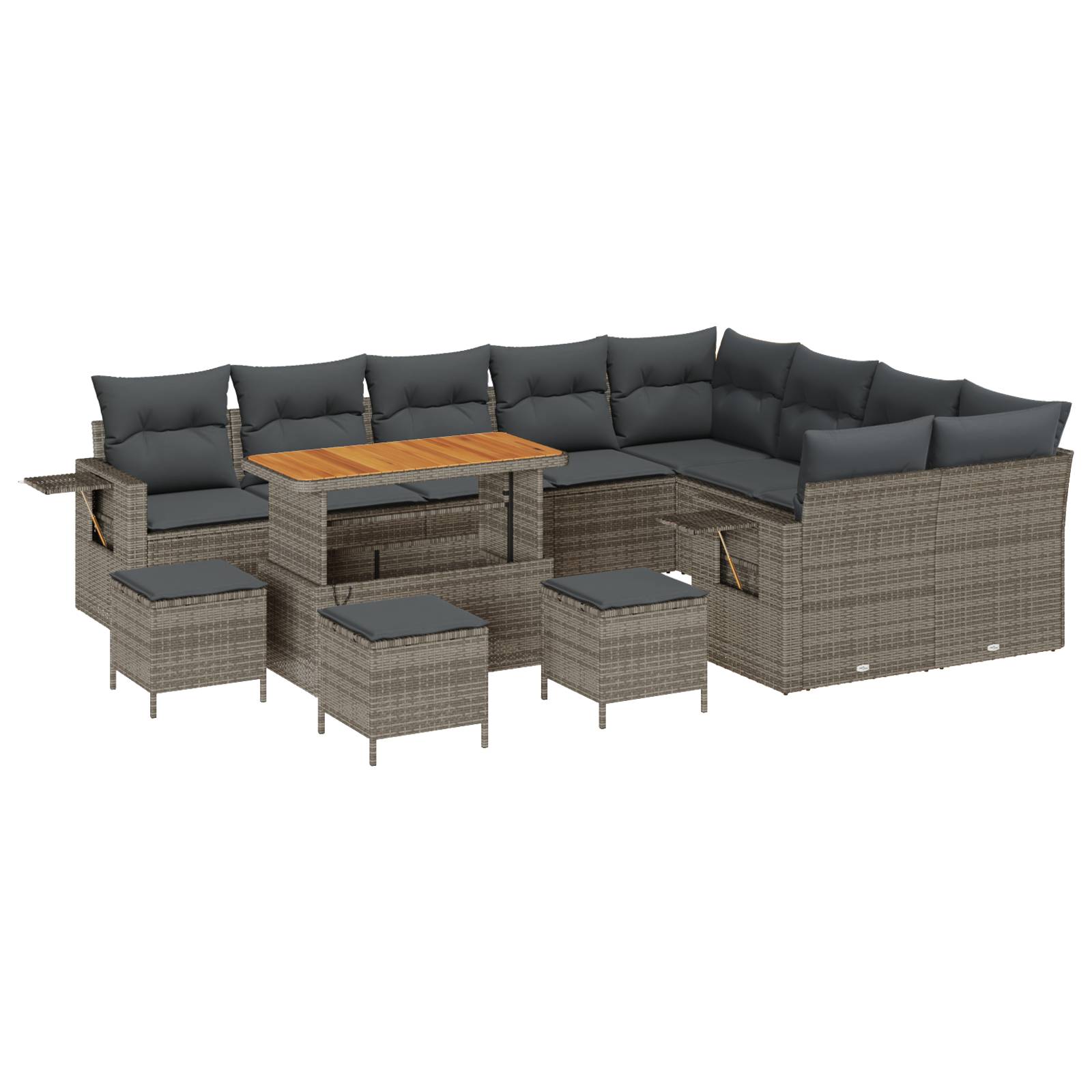 vidaXL 13-teiliges Garten Sofa Set mit Kissen Grau Poly Rattan Akazie