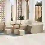 vidaXL 12-teiliges Garten-Sofa-Set mit Kissen Beige Poly Rattan Akazie vidaXL 12-teiliges Garten-Sofa-Set mit Kissen Beige Poly Rattan Akazie