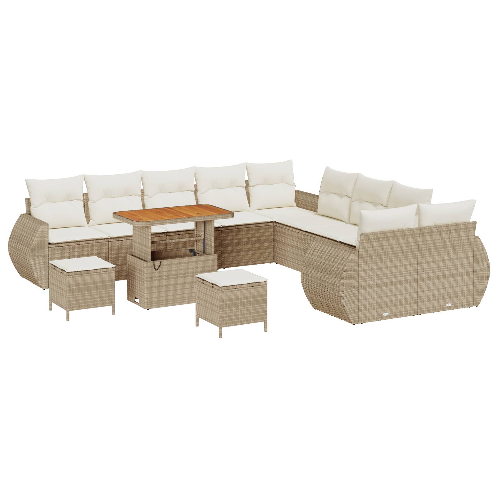 vidaXL 13-teilige Garten Sofa Set mit Kissen Beige Poly Rattan Akazie