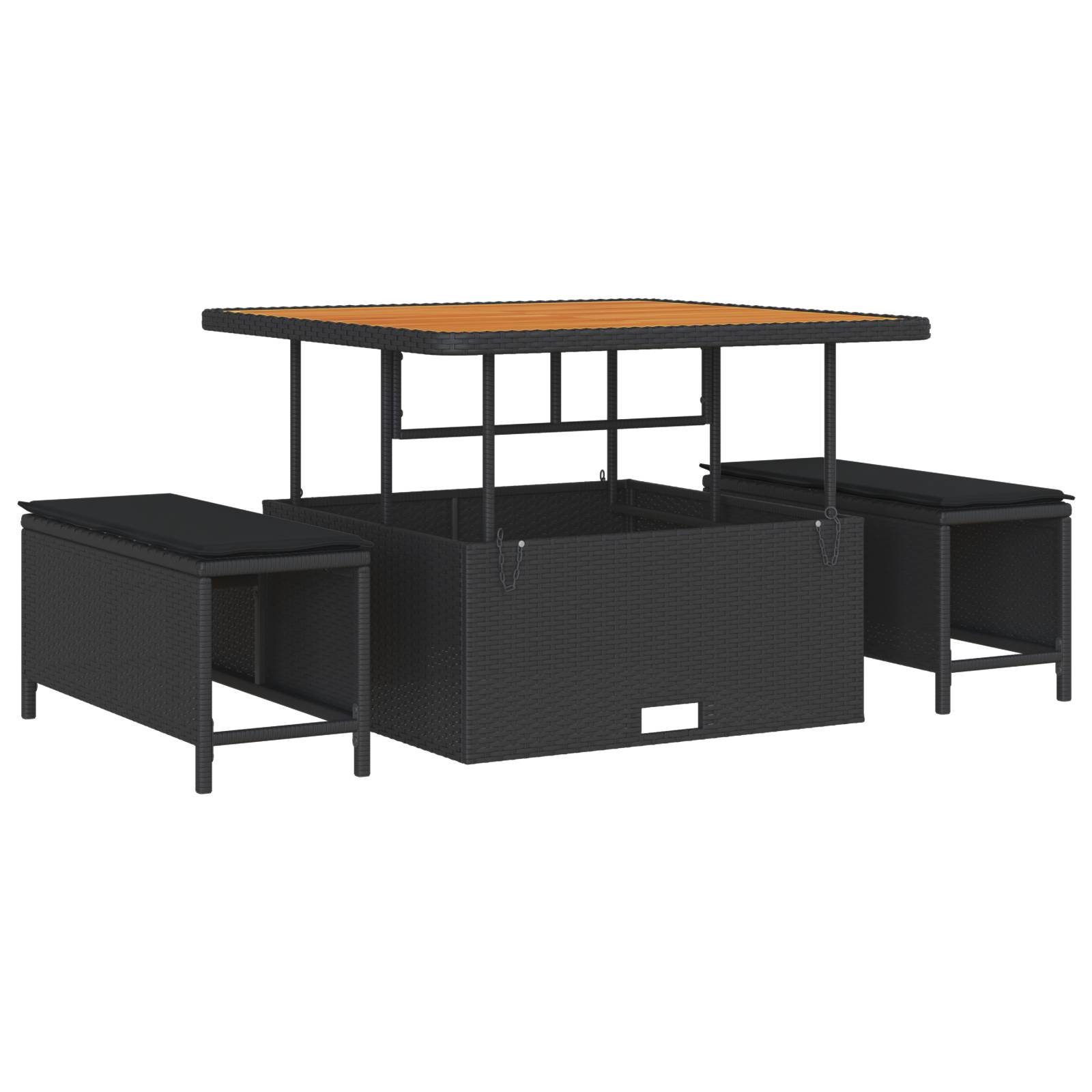 vidaXL 11-tlg. Garten-Sofagarnitur mit Kissen Schwarz Poly Rattan