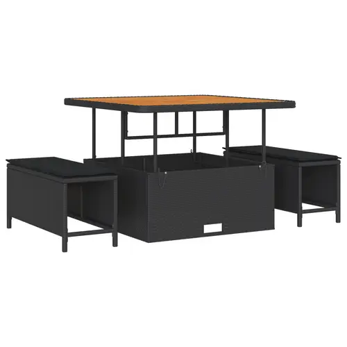vidaXL 13-teiliges Garten Sofa Set mit Kissen Schwarz Poly-Rattan Akazie vidaXL 13-teiliges Garten Sofa Set mit Kissen Schwarz Poly-Rattan Akazie