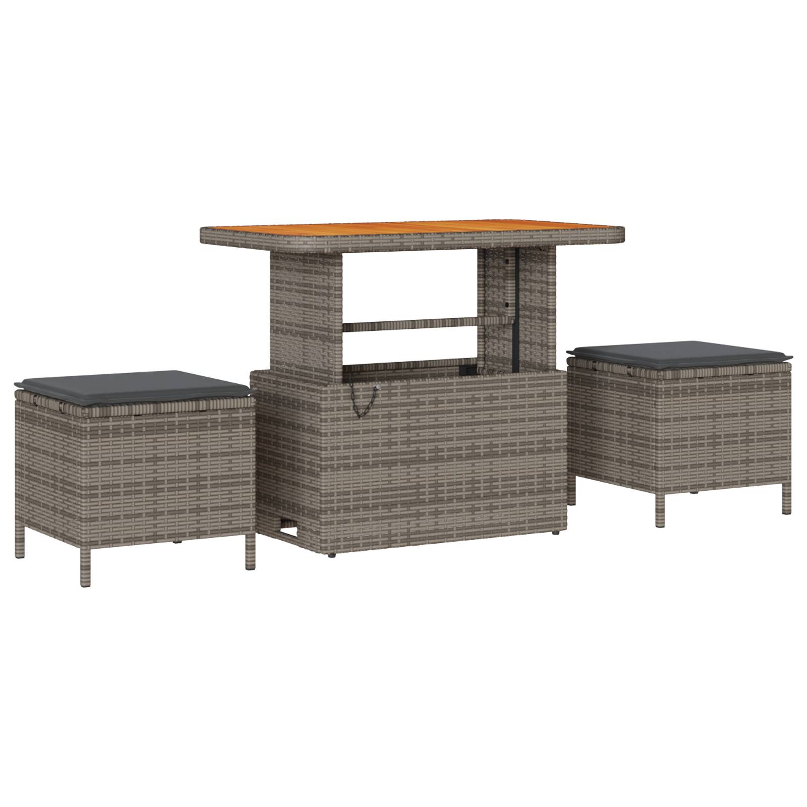 vidaXL 10-teiliges Garten Sofaset mit Kissen Graues Poly Rattan Akazie