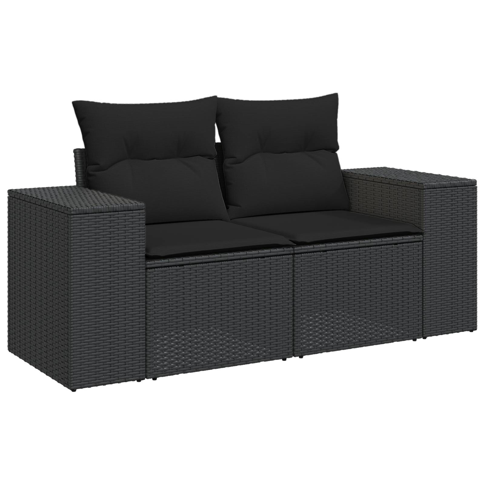 vidaXL 9-teilige Garten Sofa Set mit Kissen Schwarz Poly Rattan Akazie