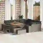 vidaXL 12-teiliges Garten Sofa Set mit Kissen Grau Poly Rattan Akazie vidaXL 12-teiliges Garten Sofa Set mit Kissen Grau Poly Rattan Akazie