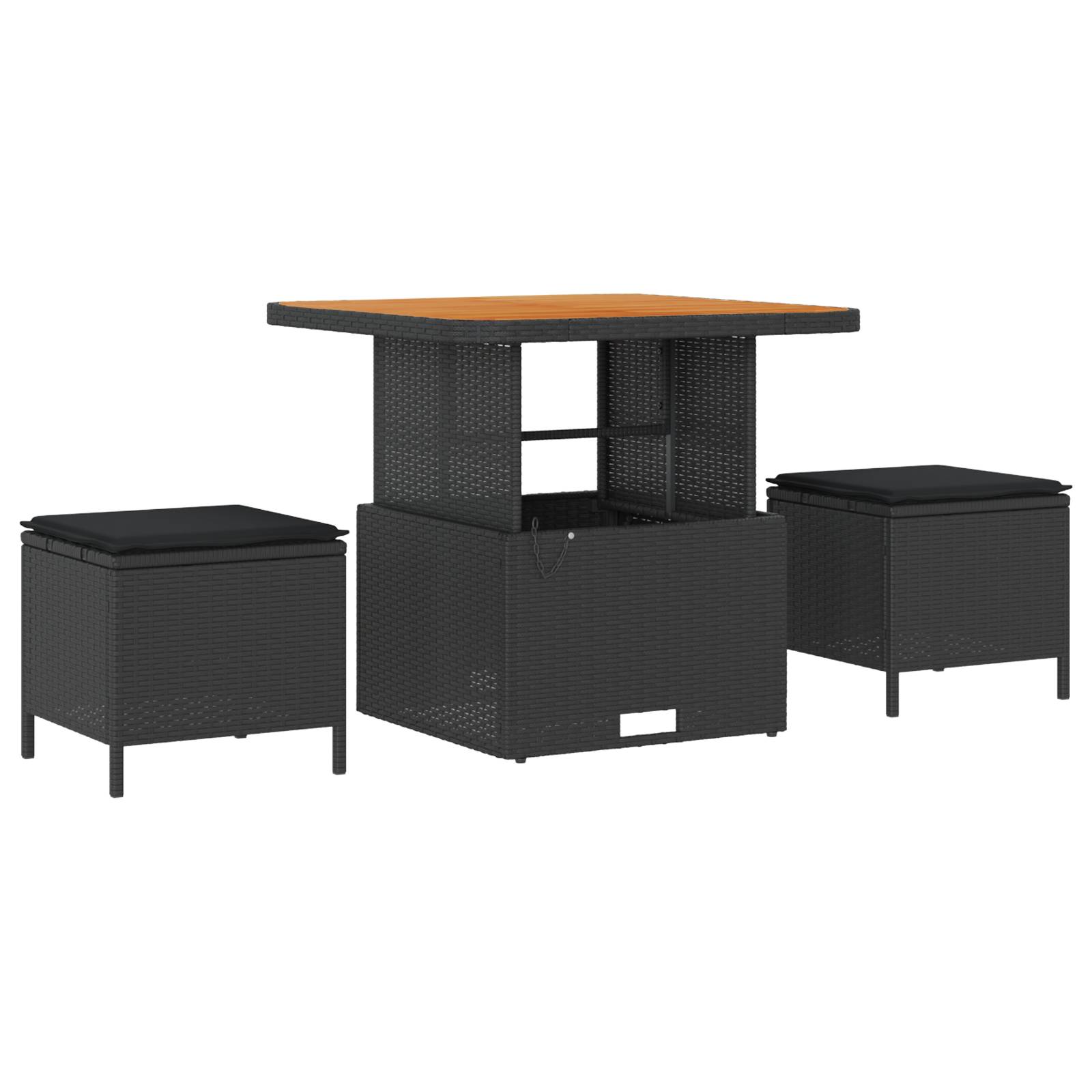 vidaXL 9-teiliges Garten-Sofa-Set mit Kissen Schwarzes Poly-Rattan Akazie