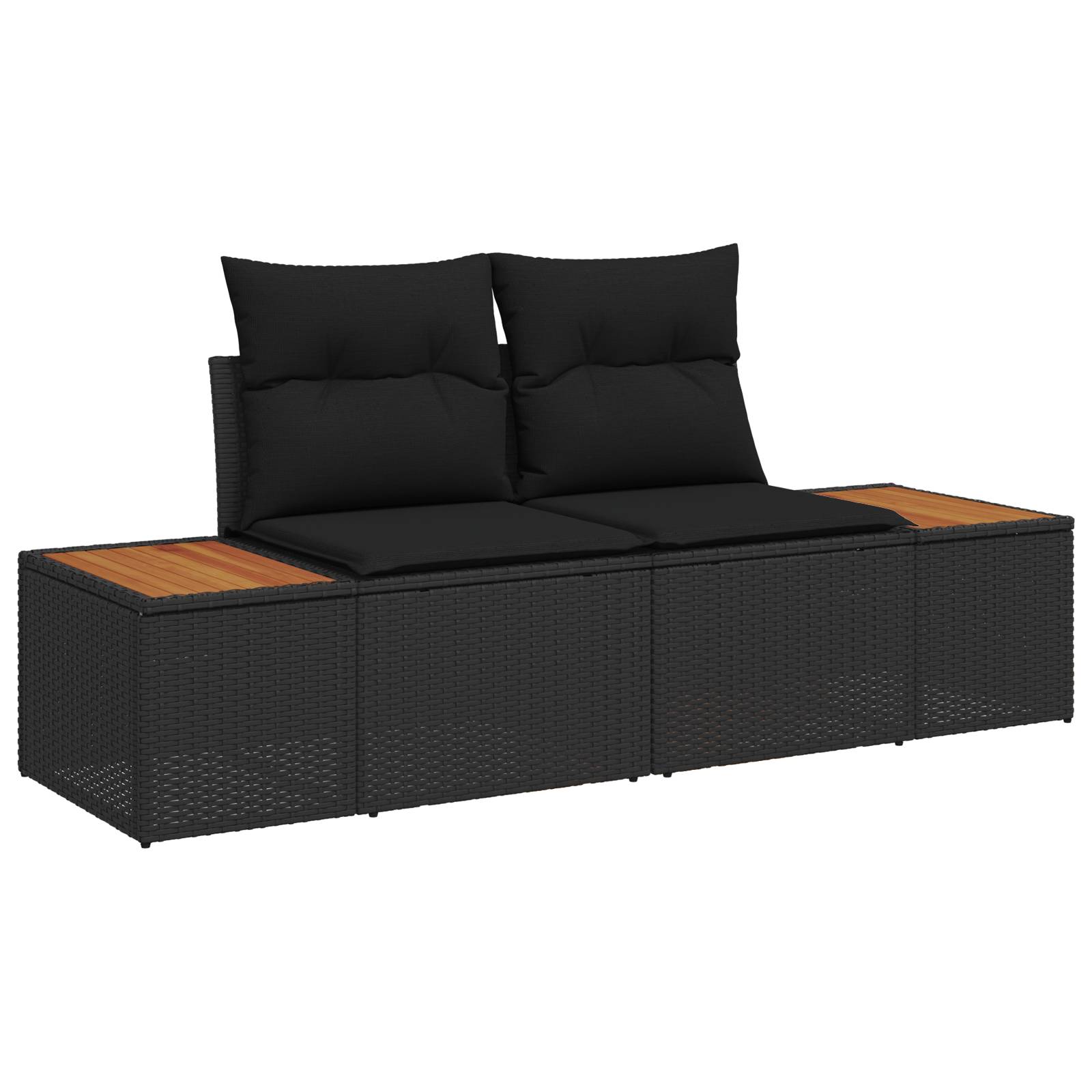 vidaXL 6-teiliges Garten-Sofaset mit Kissen Schwarz Poly-Rattan Akazie