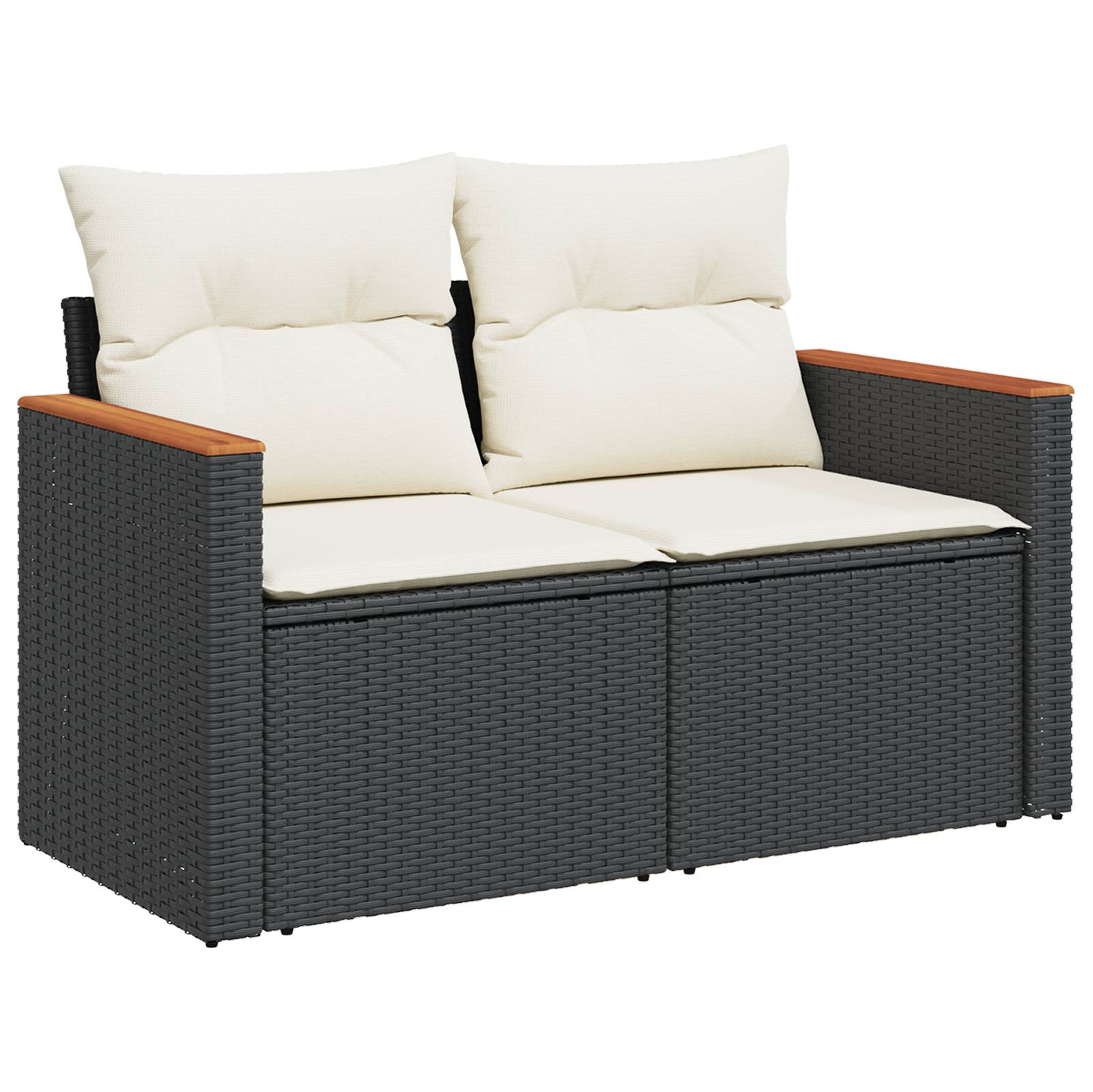 vidaXL 13-teiliges Garten Sofa Set mit Kissen Schwarz Poly Rattan Akazie