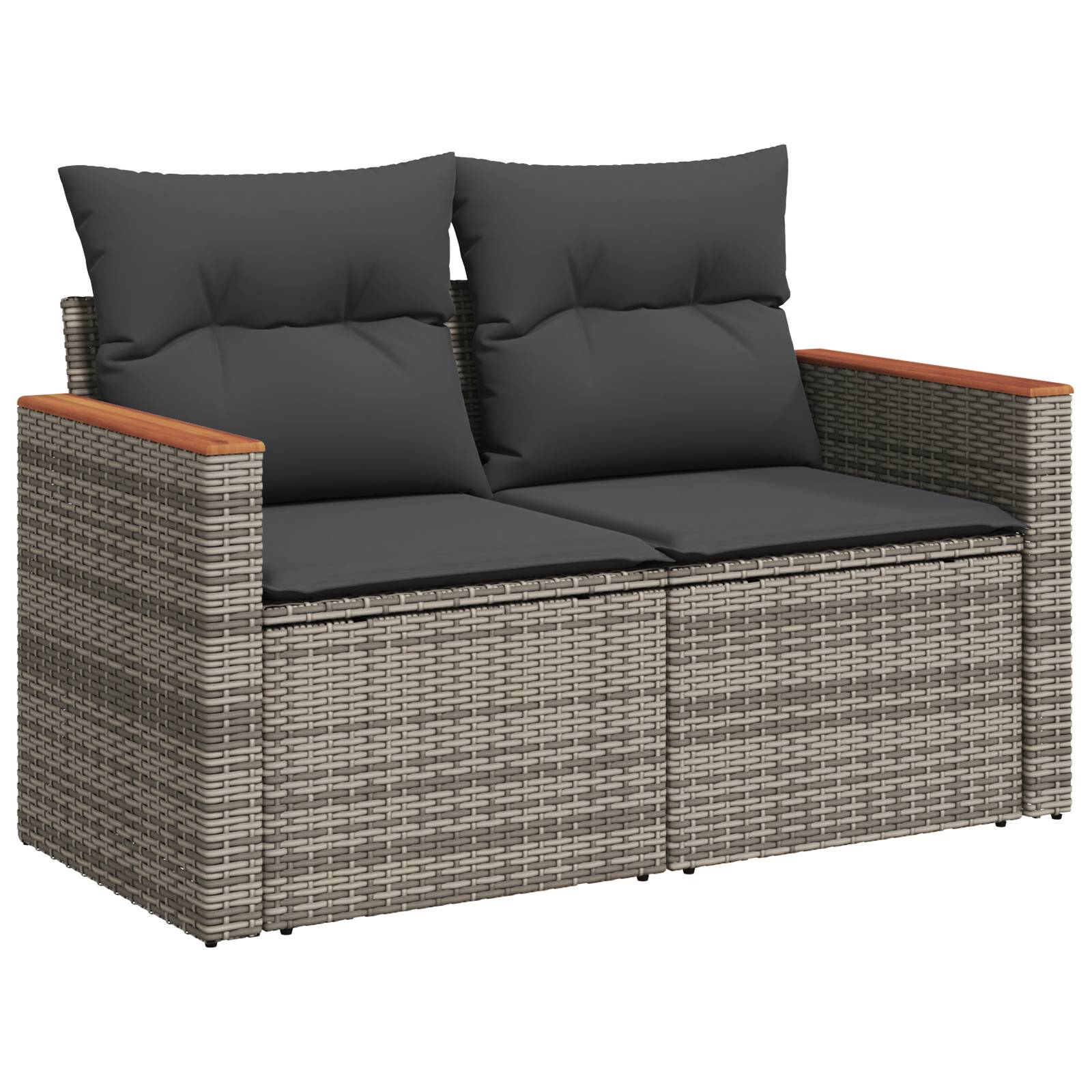 vidaXL 14-teiliges Garten-Sofa-Set mit Kissen Grau Poly-Rattan Akazie