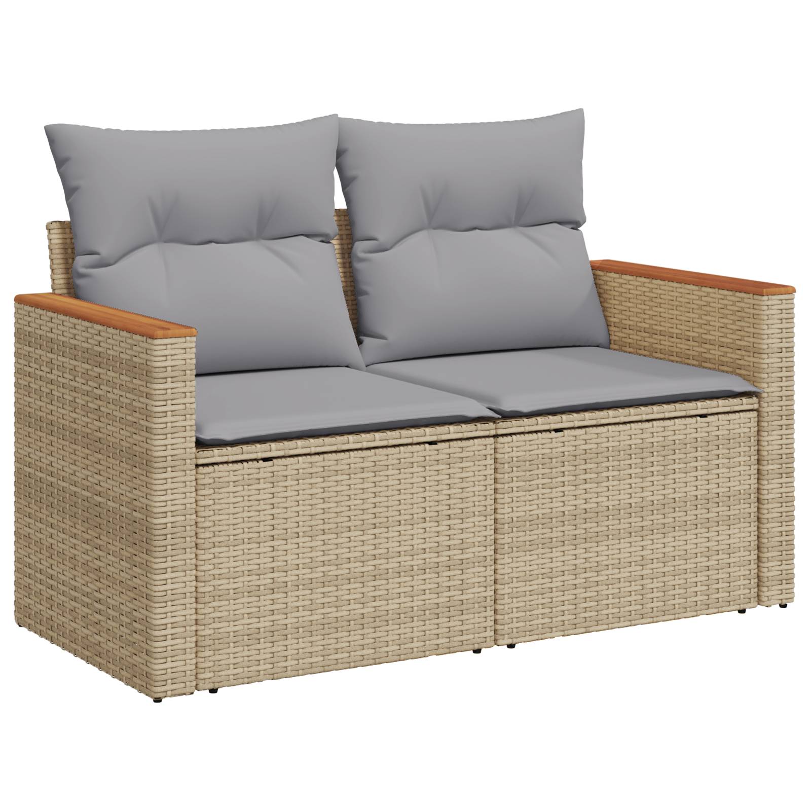 vidaXL 14-teiliges Garten Sofa Set mit Kissen Beige Poly Rattan Akazie