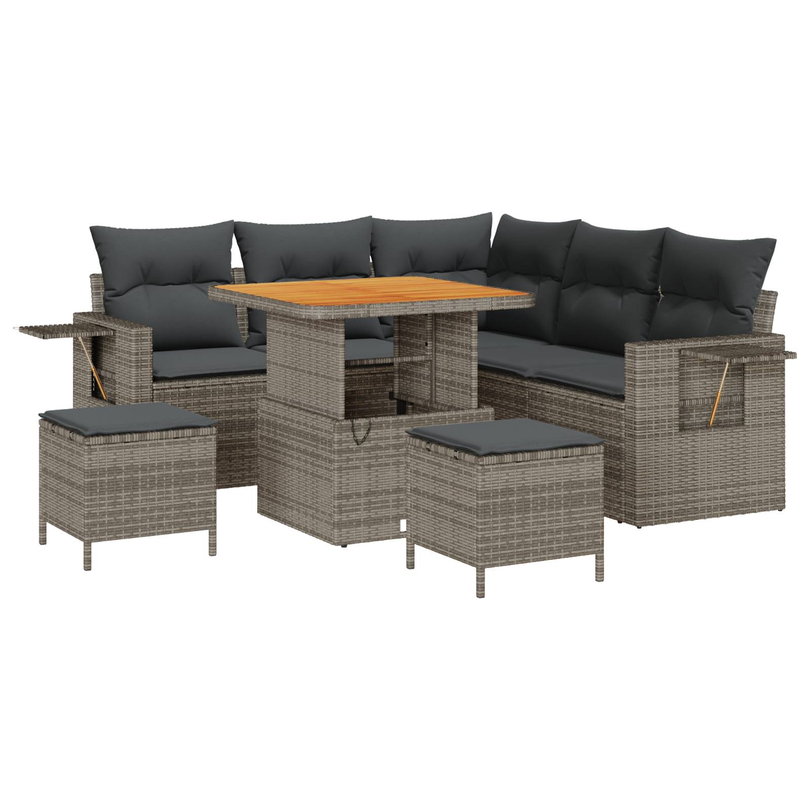 vidaXL 8-teiliges Garten Sofa Set mit Kissen Grau Poly Rattan Akazie