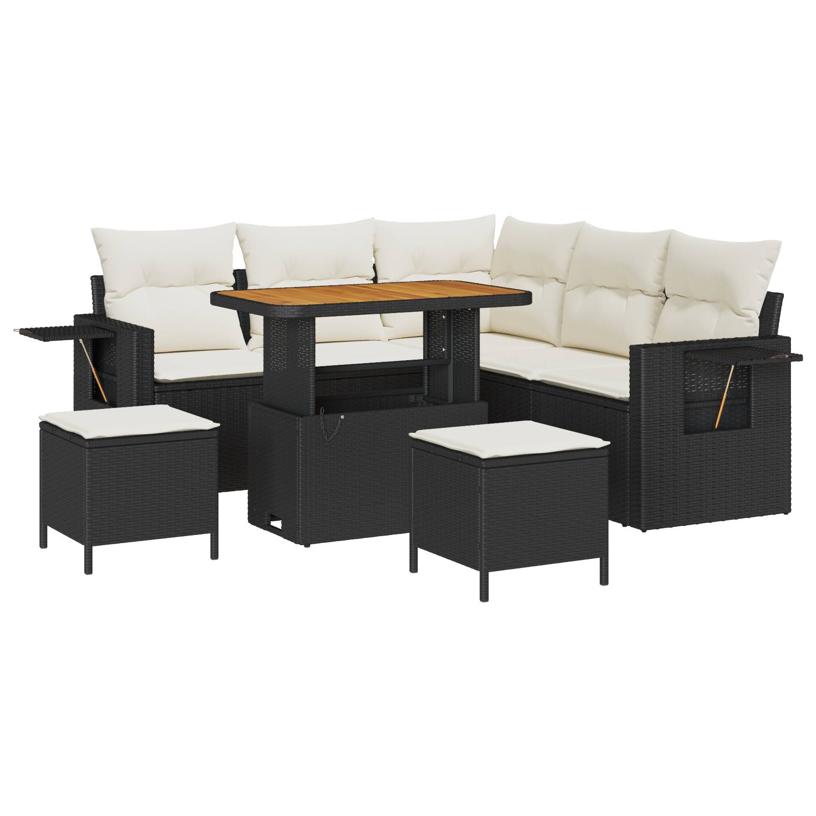 vidaXL 8-teiliges Garten Sofa Set mit Kissen Schwarz Poly Rattan Akazie