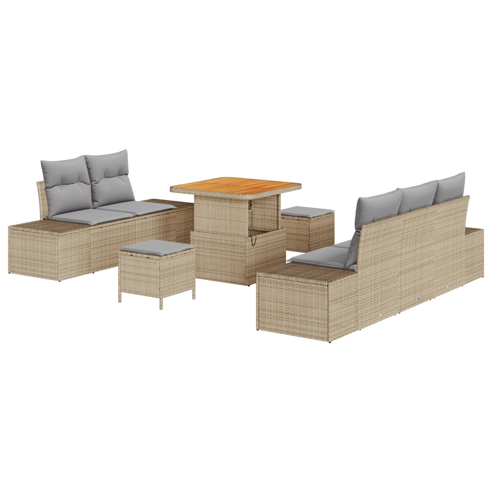 vidaXL 8-teilige Garten Sofa Set mit Kissen Beige Poly Rattan Akazie