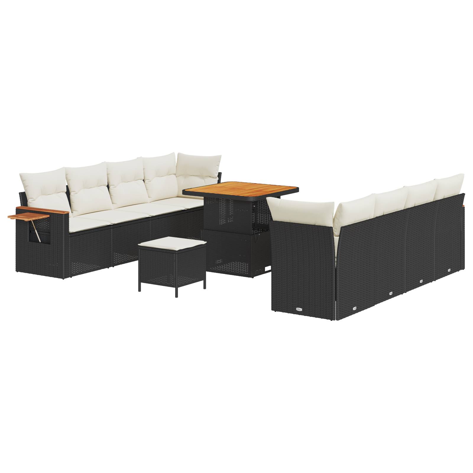 vidaXL 11-teiliges Garten Sofa Set mit Kissen Schwarz Poly Rattan Akazie