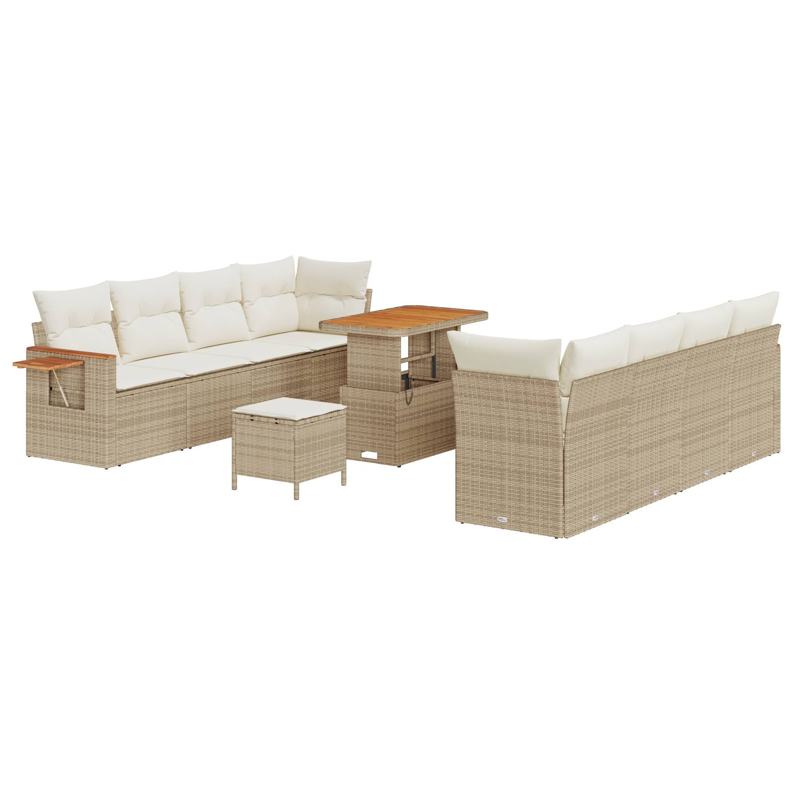 vidaXL 11-teiliges Garten Sofa Set mit Kissen Beige Poly Rattan Akazie