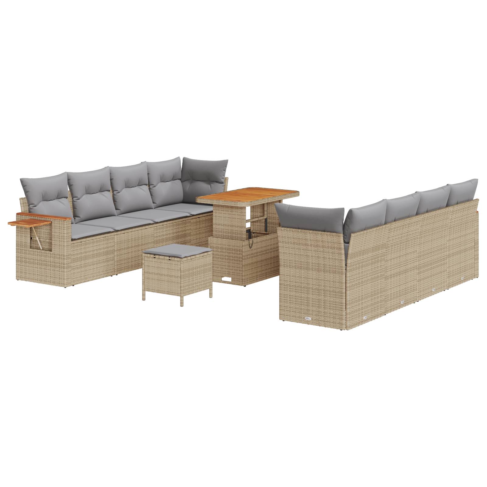 vidaXL 11-teiliges Garten Sofa Set mit Kissen Beige Poly Rattan Akazie