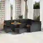 vidaXL 12-teiliges Garten Sofa Set mit Kissen Schwarz Poly Rattan Akazie vidaXL 12-teiliges Garten Sofa Set mit Kissen Schwarz Poly Rattan Akazie