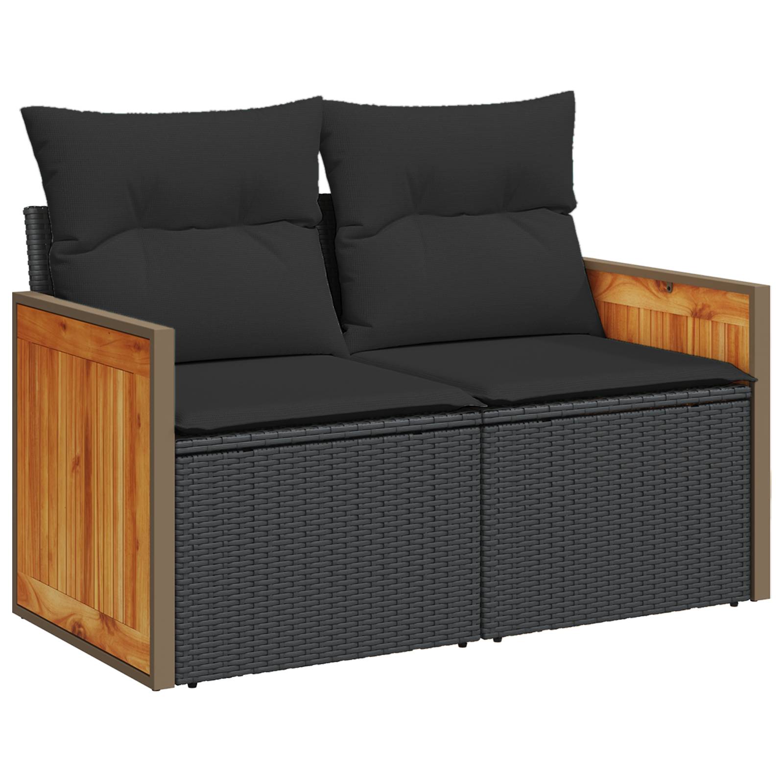 vidaXL 8-teiliges Garten Sofa Set mit Kissen Schwarz Poly Rattan Akazie