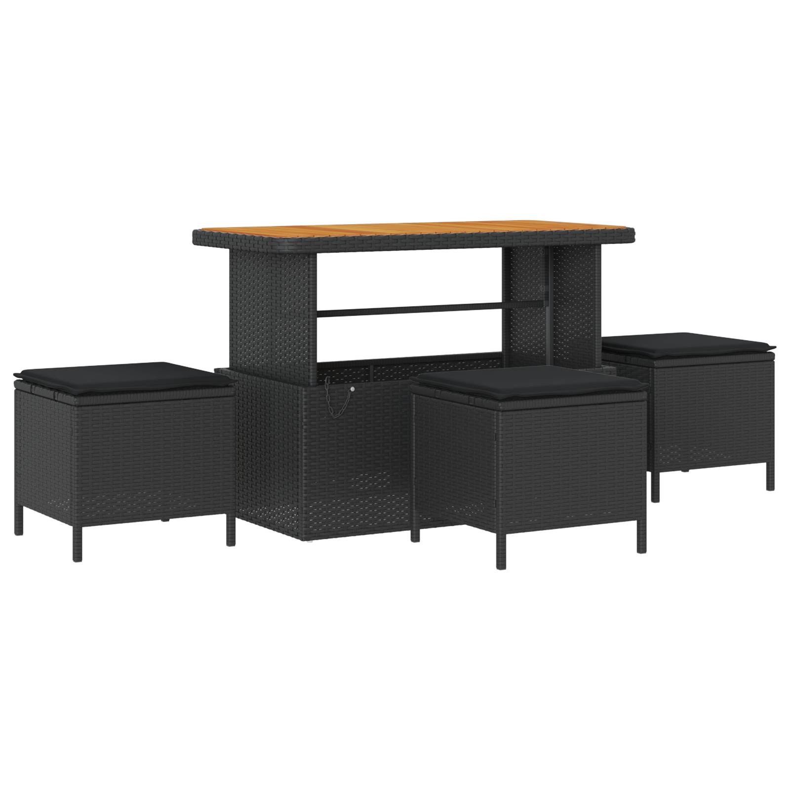 vidaXL 14-tlg. Garten-Sofagarnitur mit Kissen Schwarz Poly Rattan