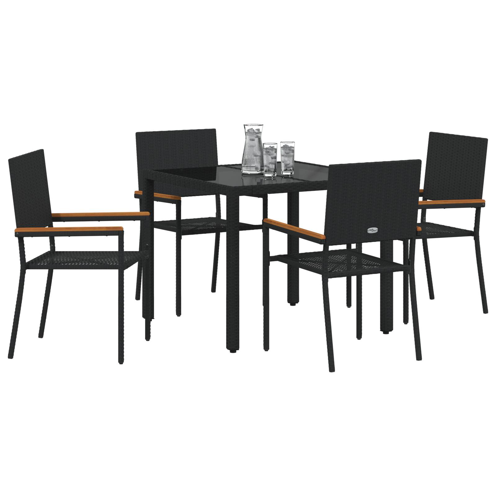vidaXL 5-teiliges Garten Esszimmer Set Schwarz Poly Rattan