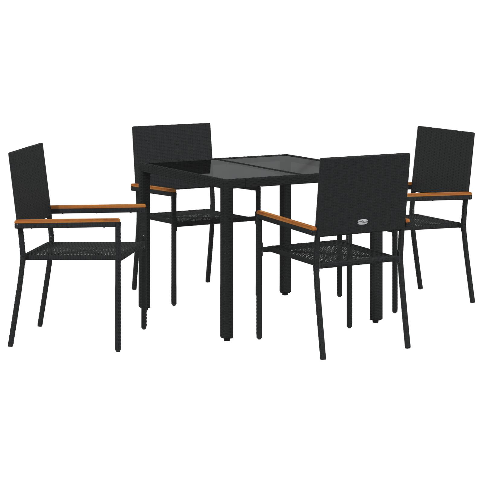 vidaXL 5-teiliges Garten Esszimmer Set Schwarz Poly Rattan