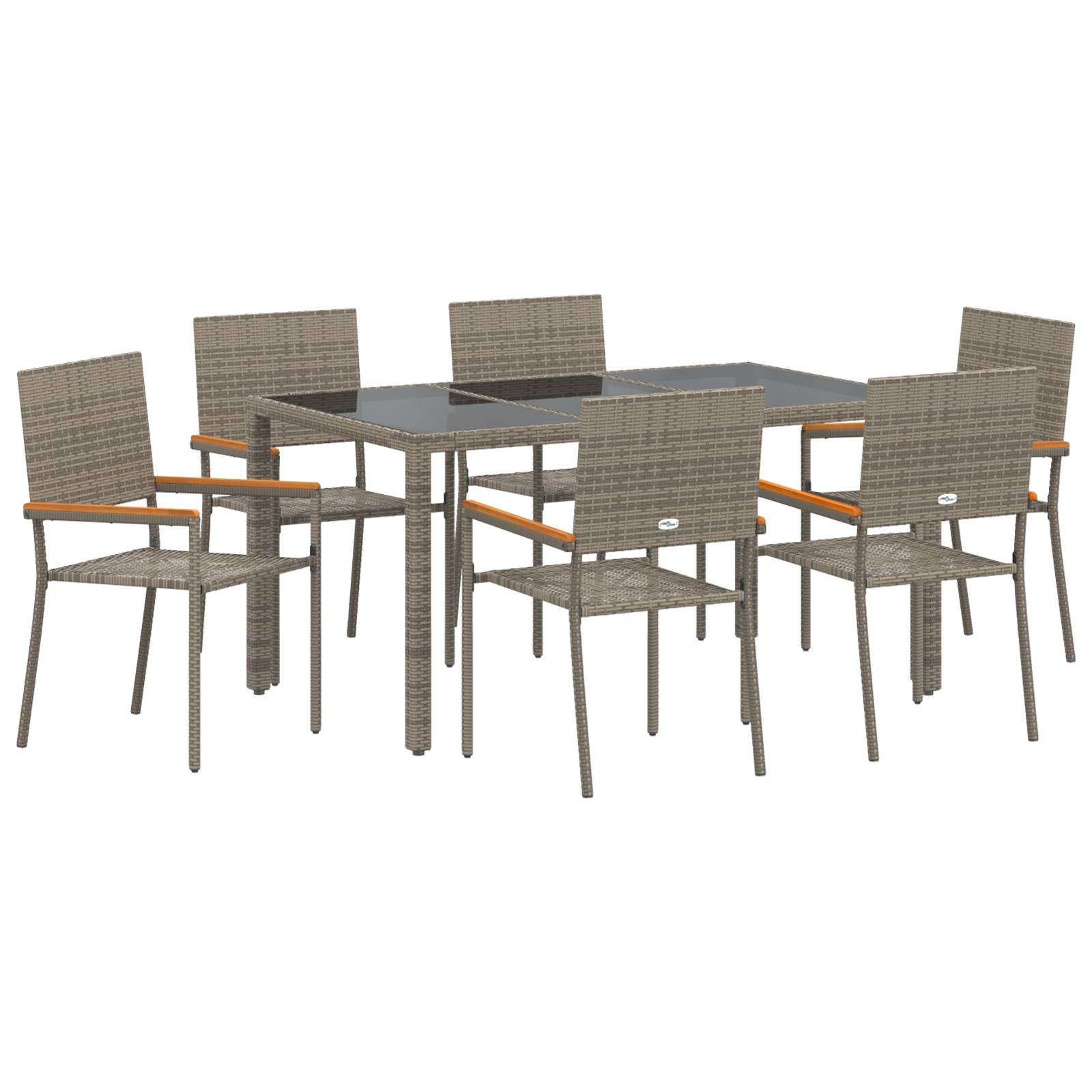 vidaXL 7-teiliges Garten Esszimmer Set Grau Poly Rattan